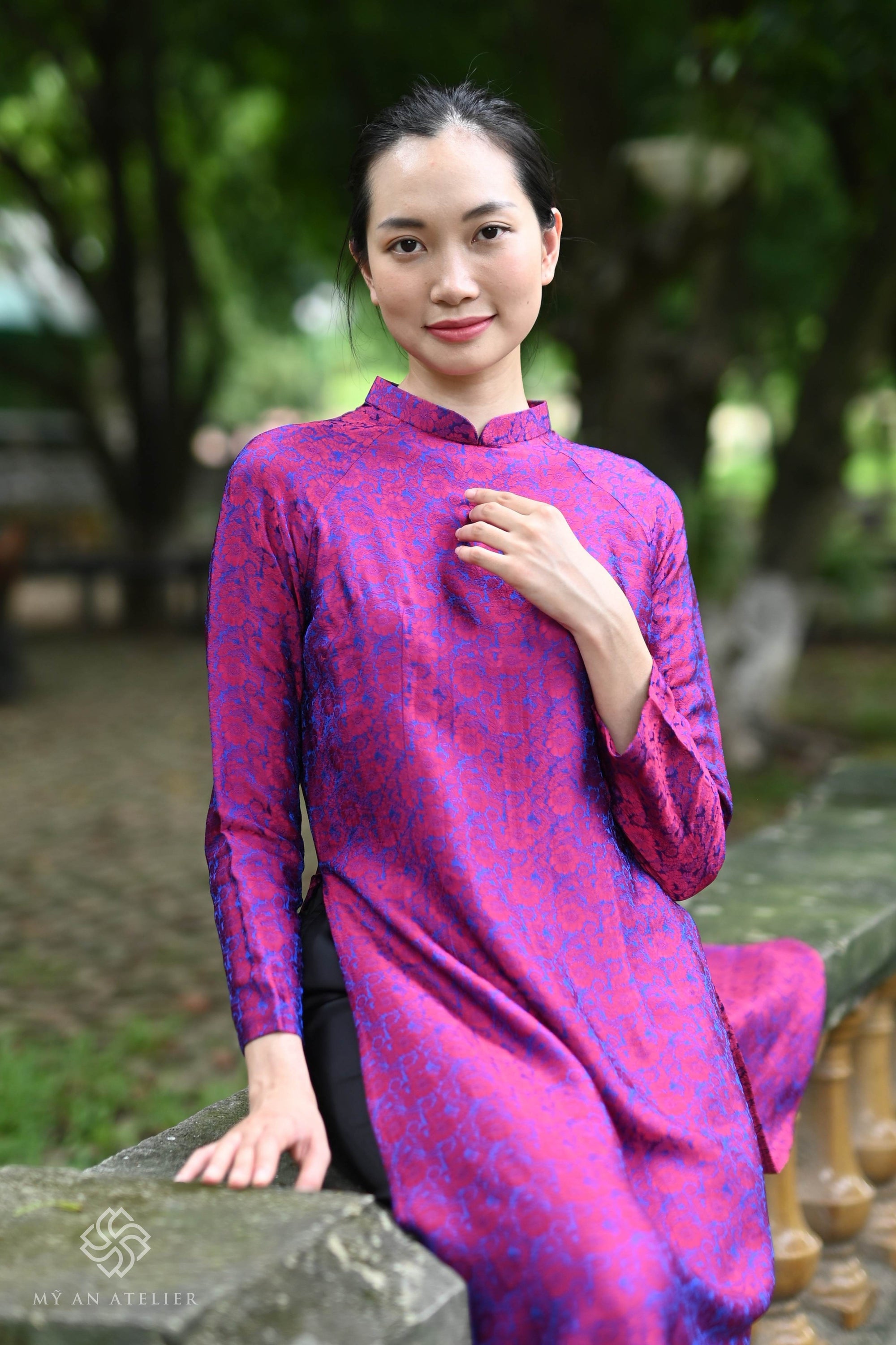 Mulberry silk Vietnamese dress ao dai
