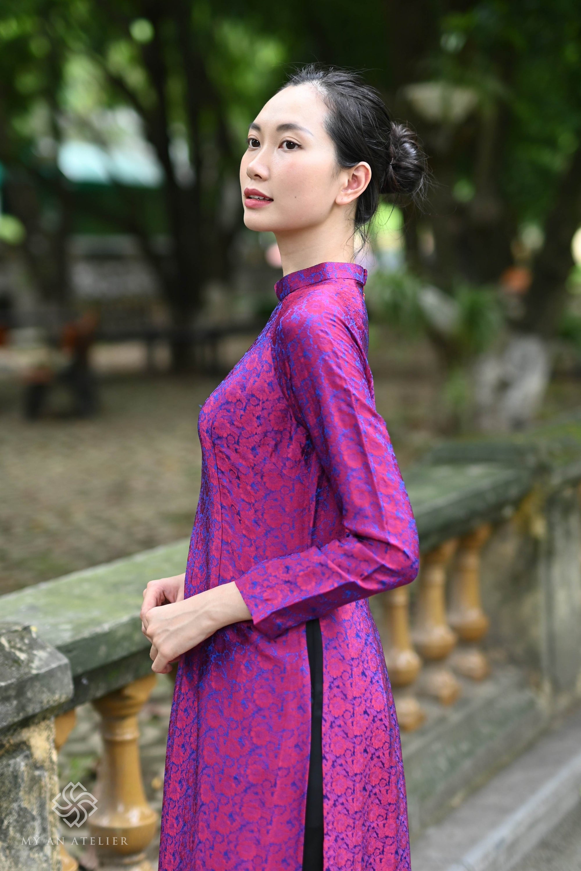 Mulberry silk Vietnamese dress ao dai