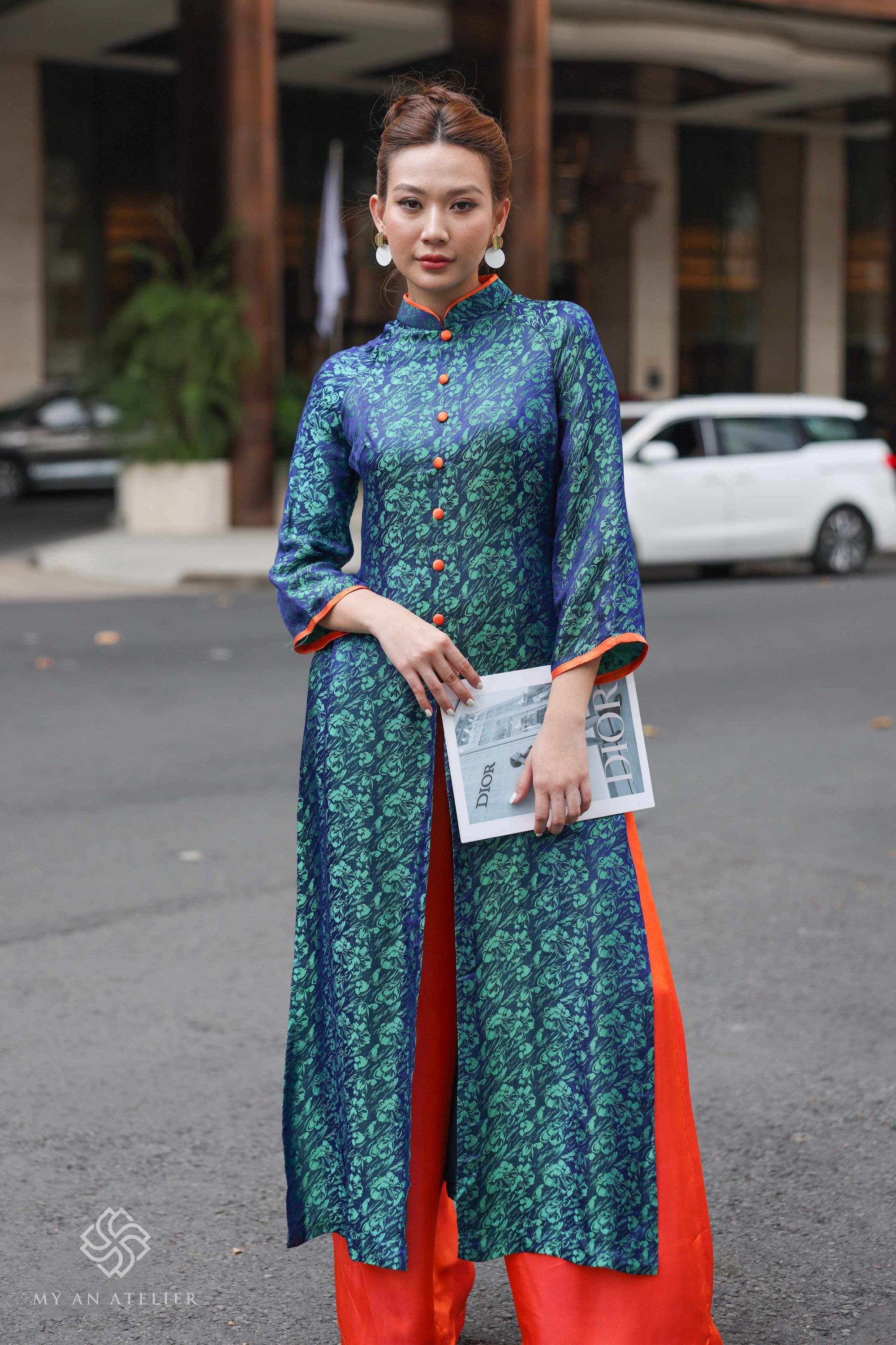 Mulberry silk Vietnamese long dress
