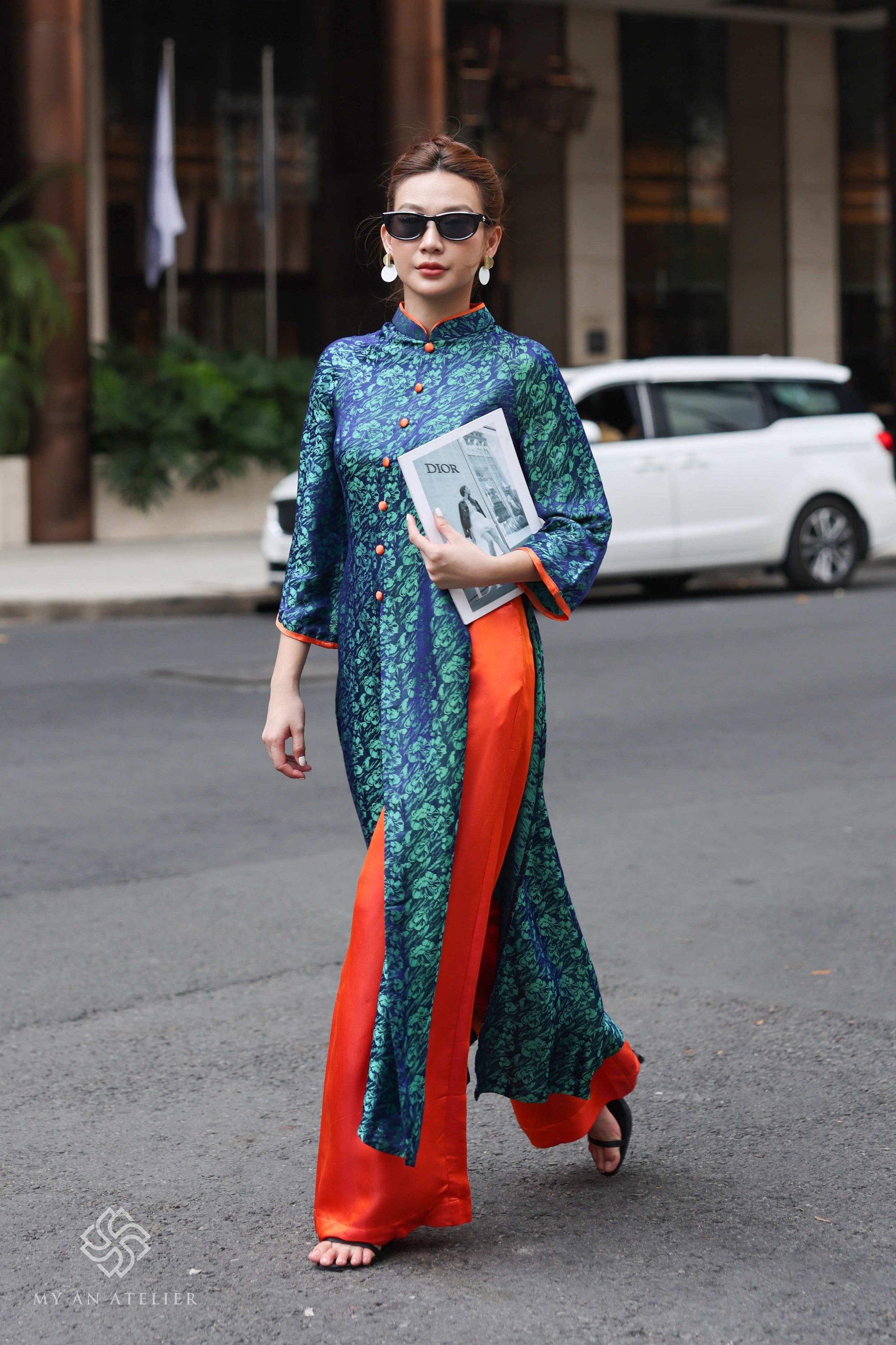 Mulberry silk Vietnamese long dress
