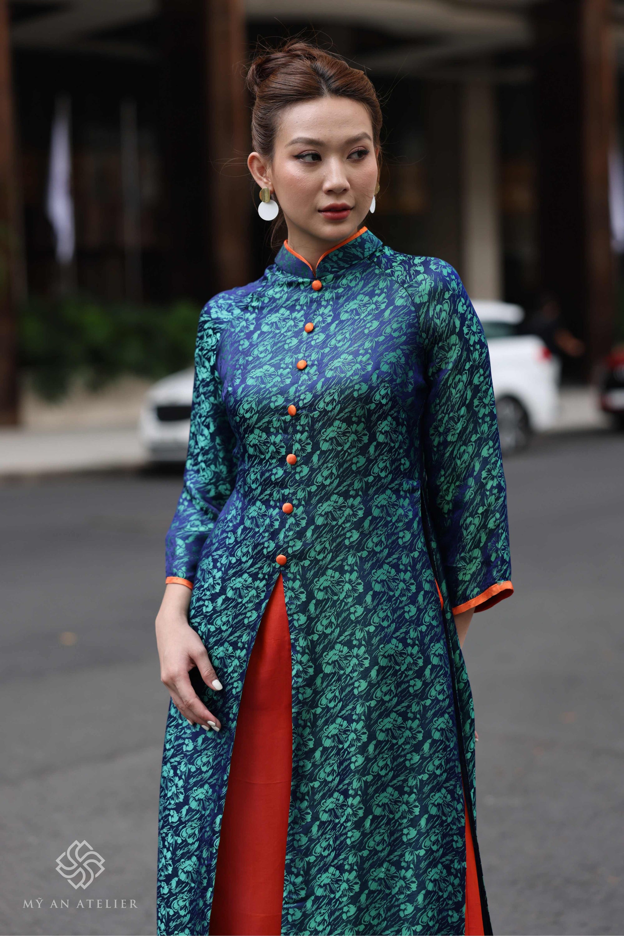 Mulberry silk Vietnamese long dress