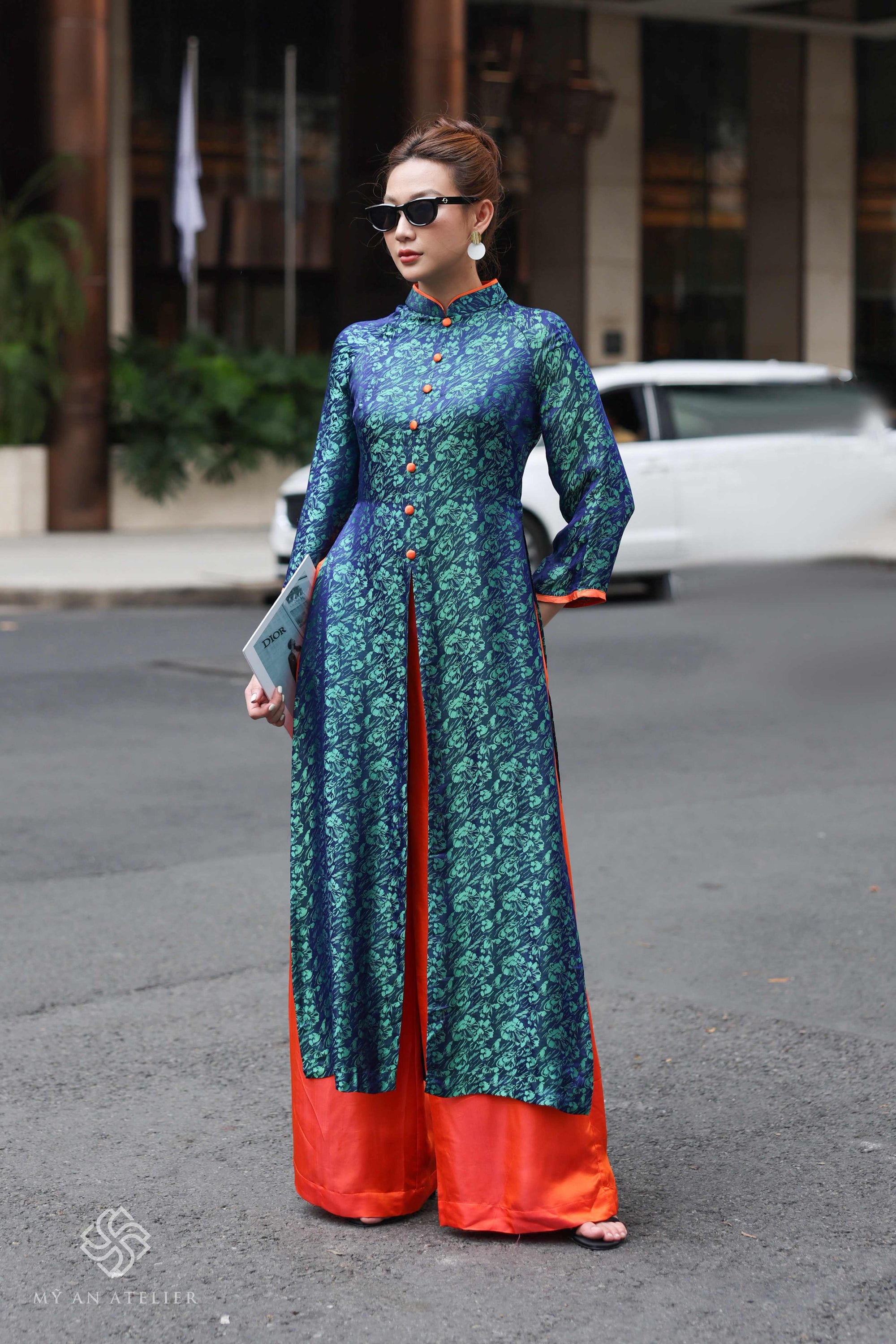 Mulberry silk Vietnamese long dress