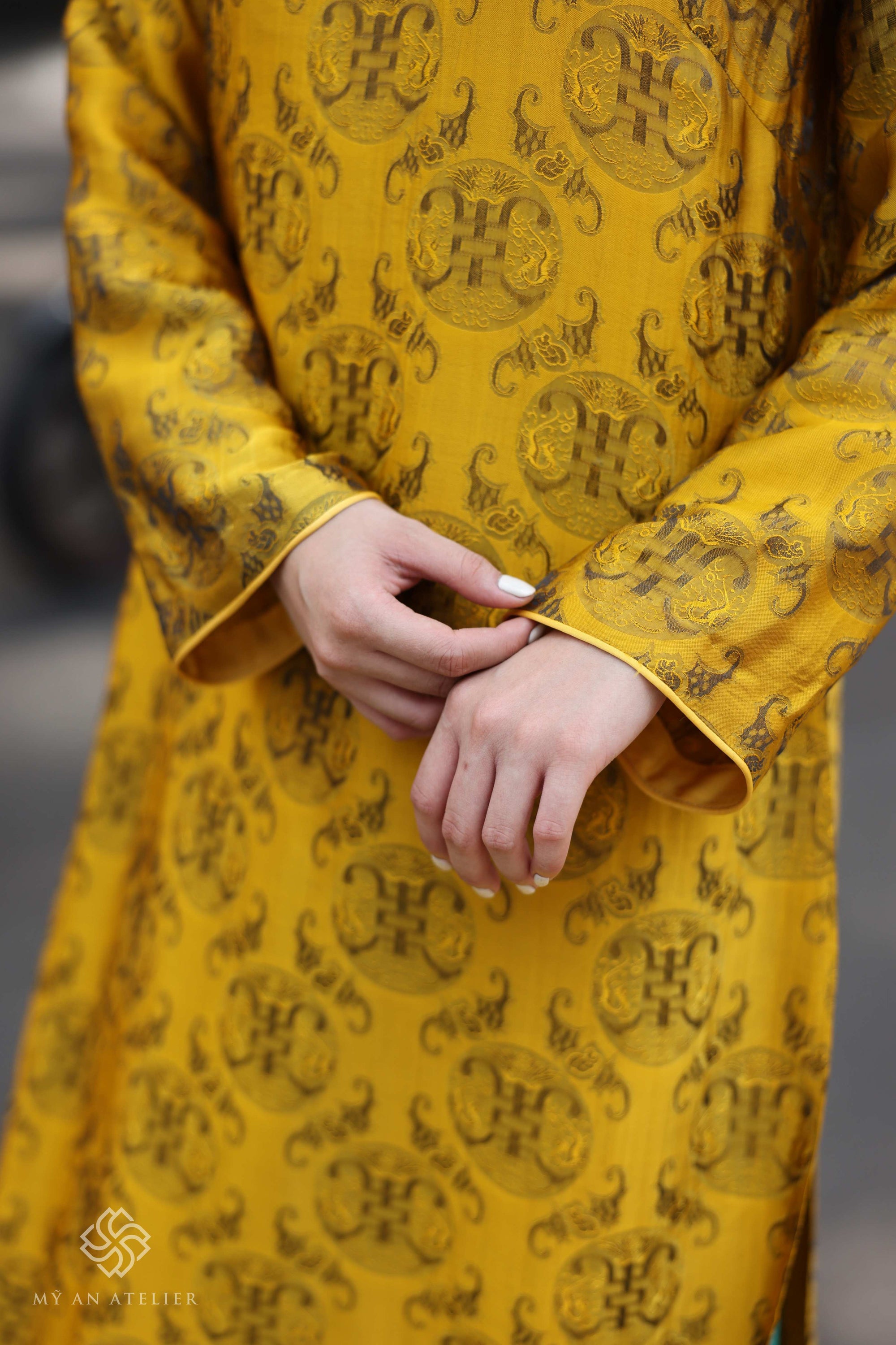 Mulberry silk yellow Vietnamese dress