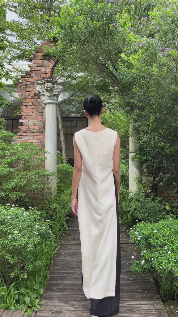 High-low linen ao dai