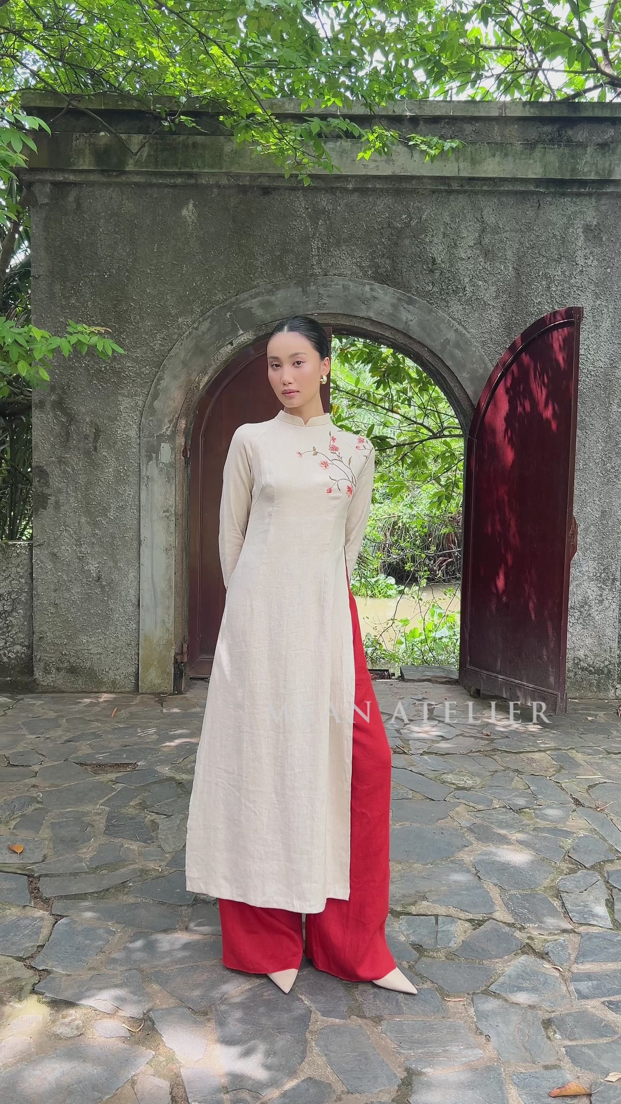 vietnamese linen traditional wedding dress