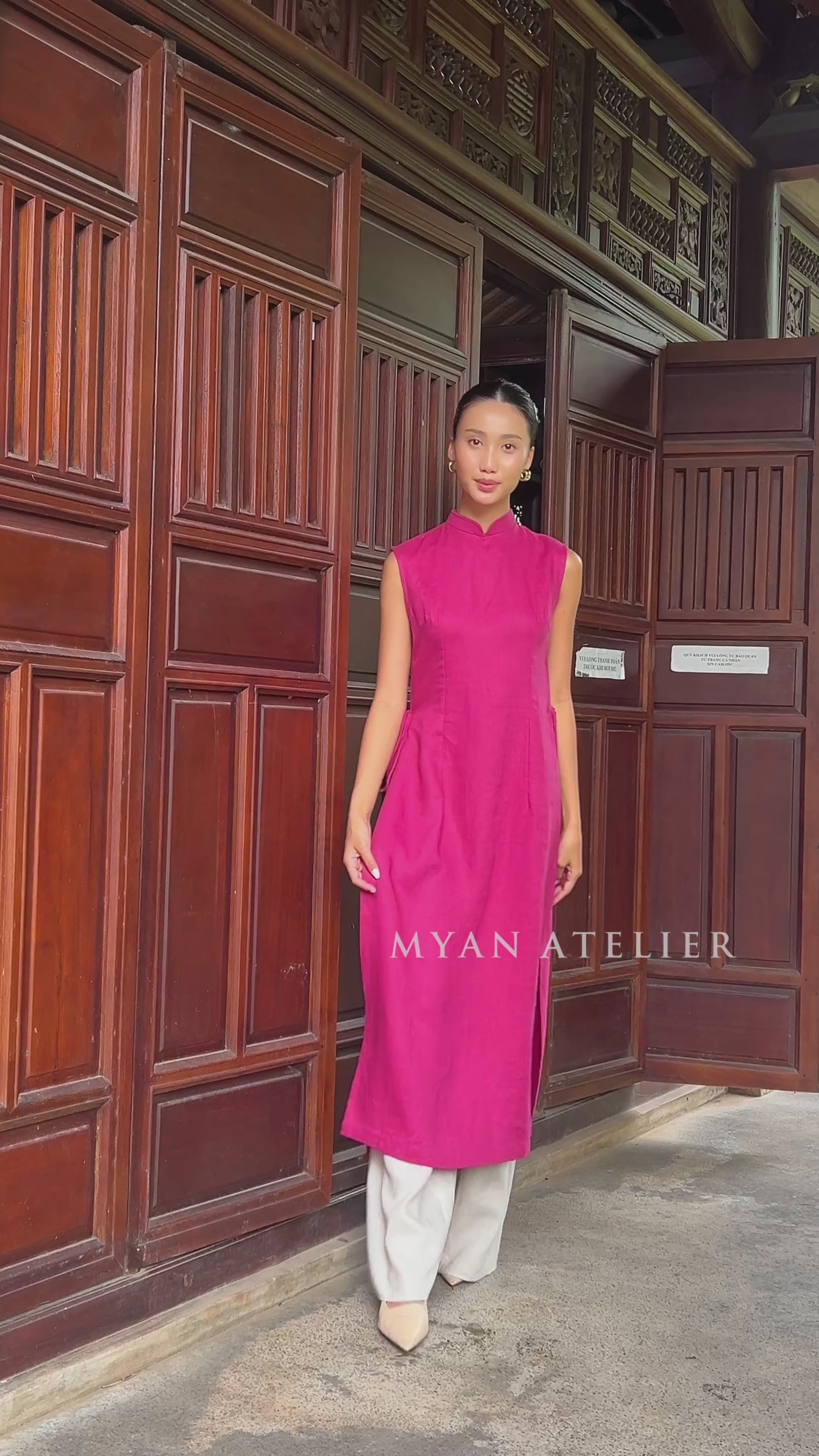 sleeveless vietnamese formal dress