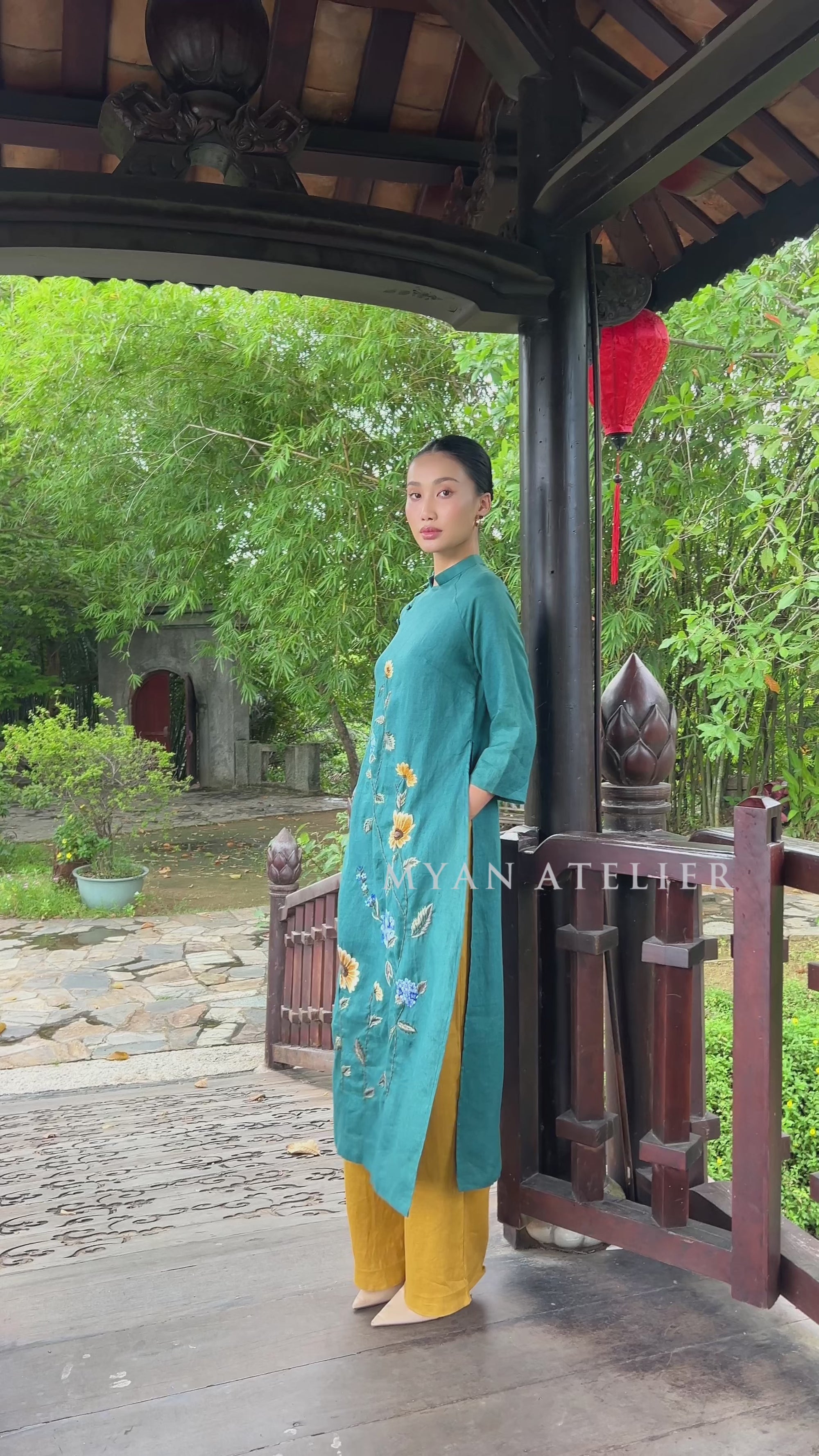 Vietnamese ao dai with embroidery