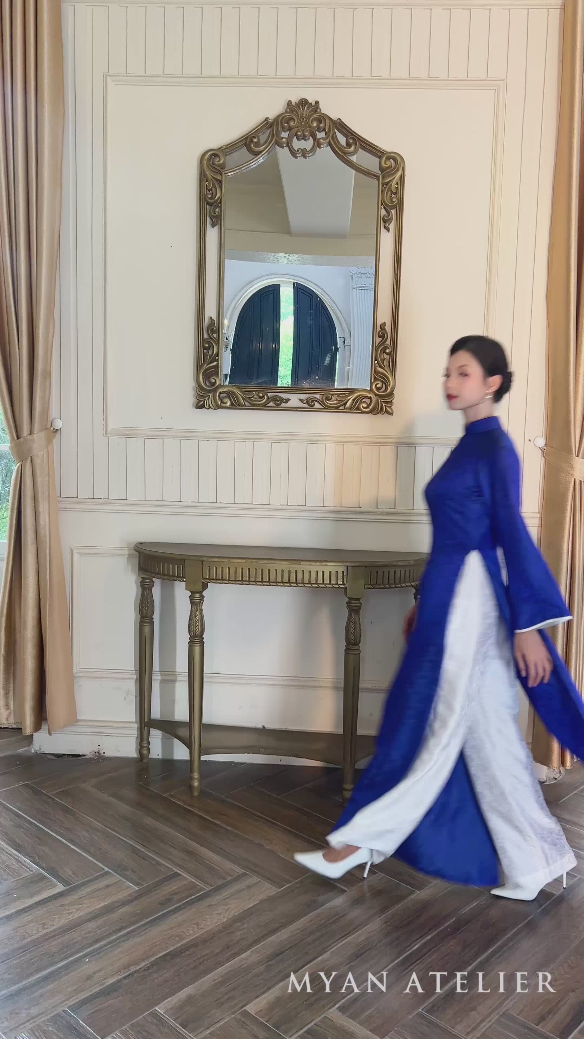 Blue silk Vietnamese dress