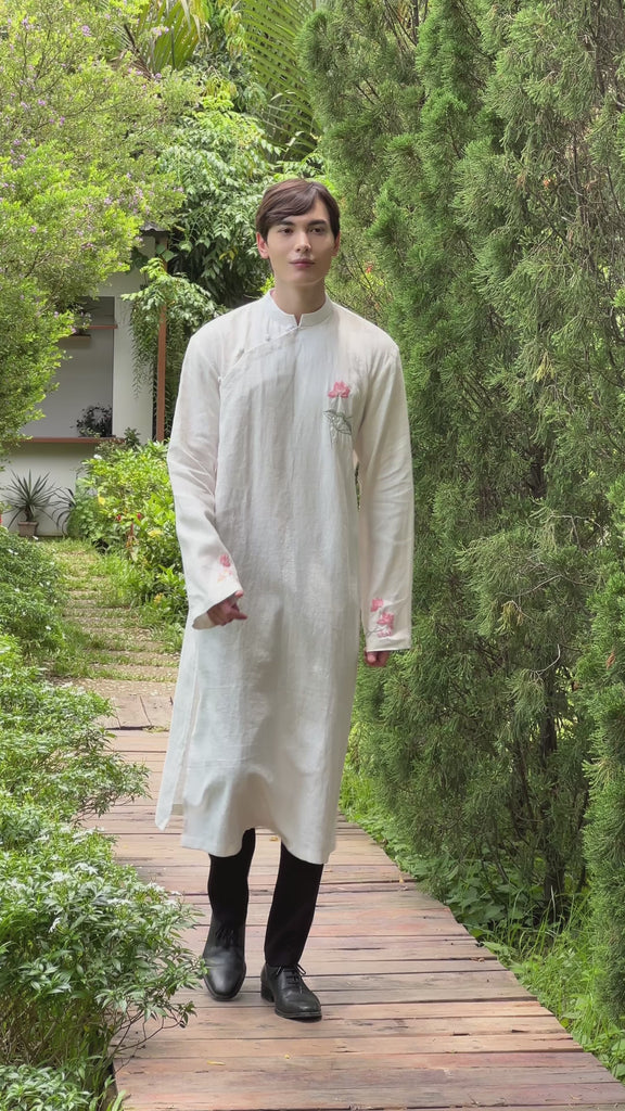 Vietnamese linen groom tunic