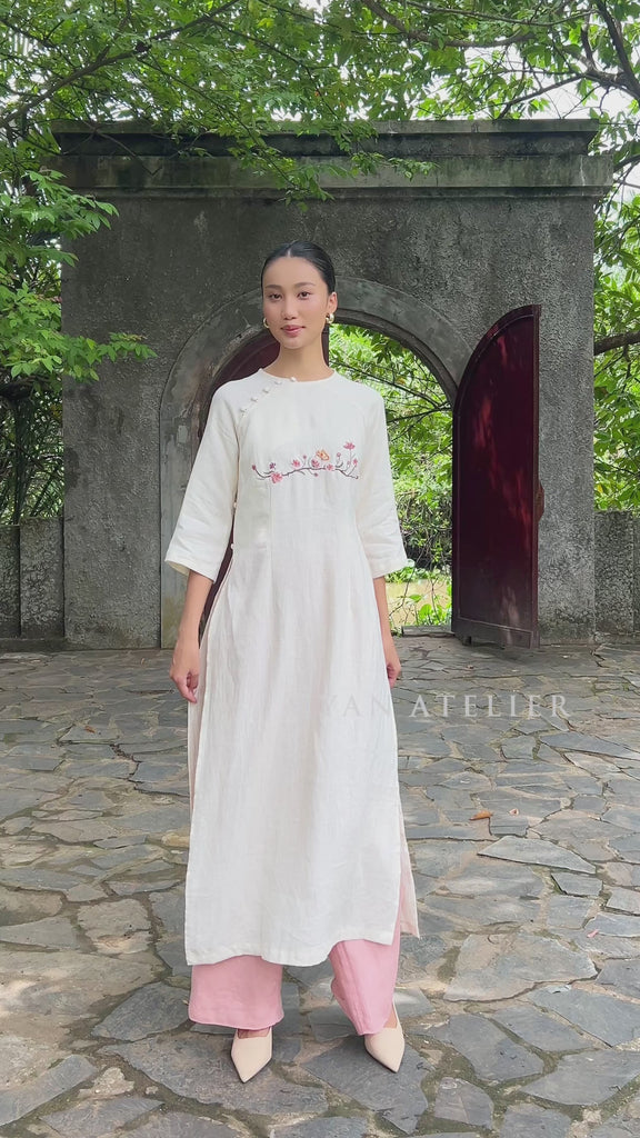 custom embroidered linen ao dai