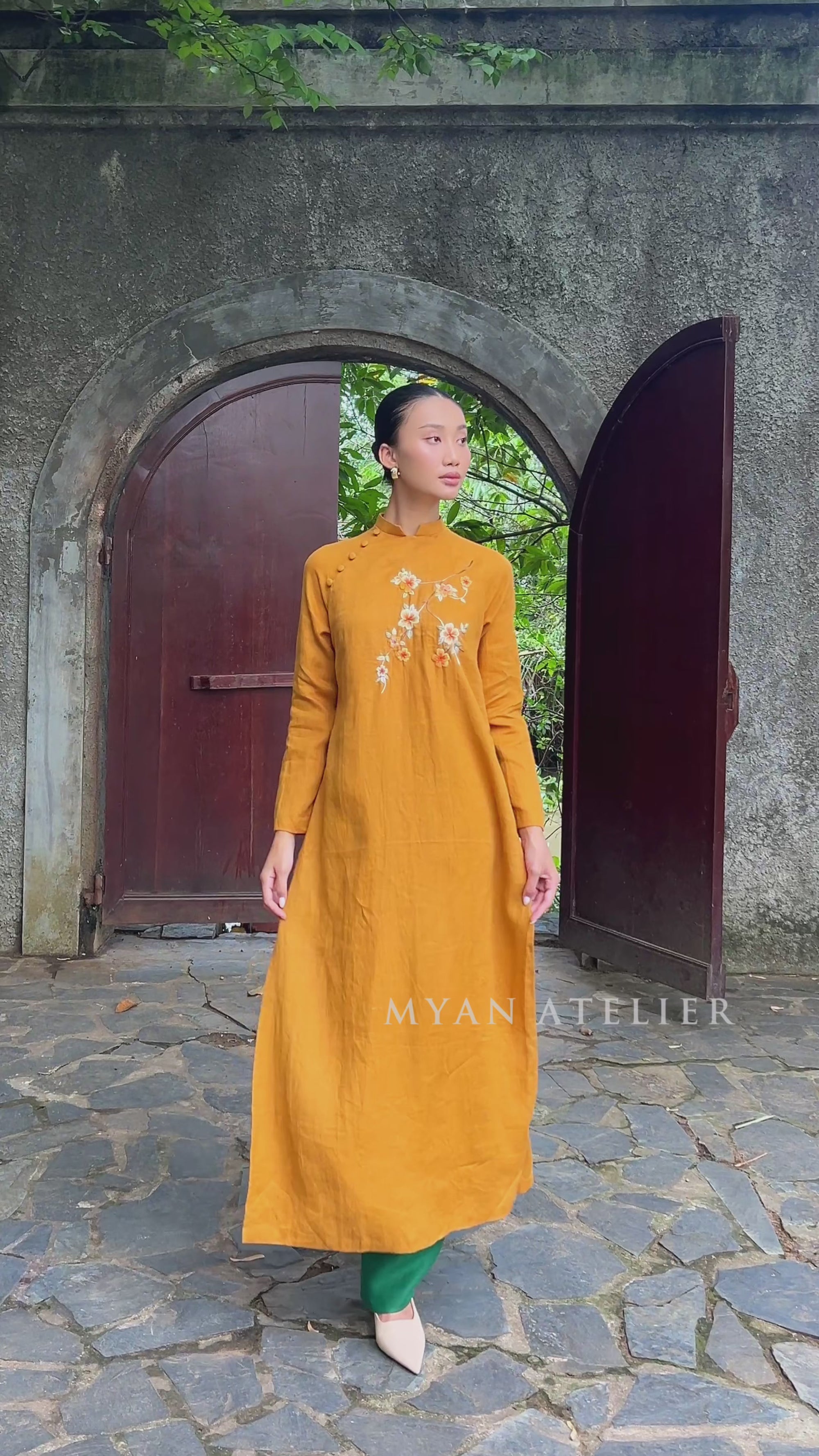 hand embroidered Vietnamese tunic dress