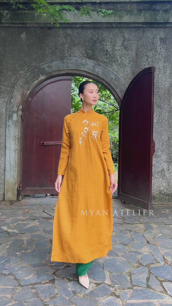 hand embroidered Vietnamese tunic dress