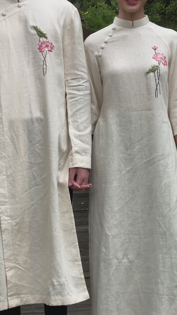 Matching linen ao dai set