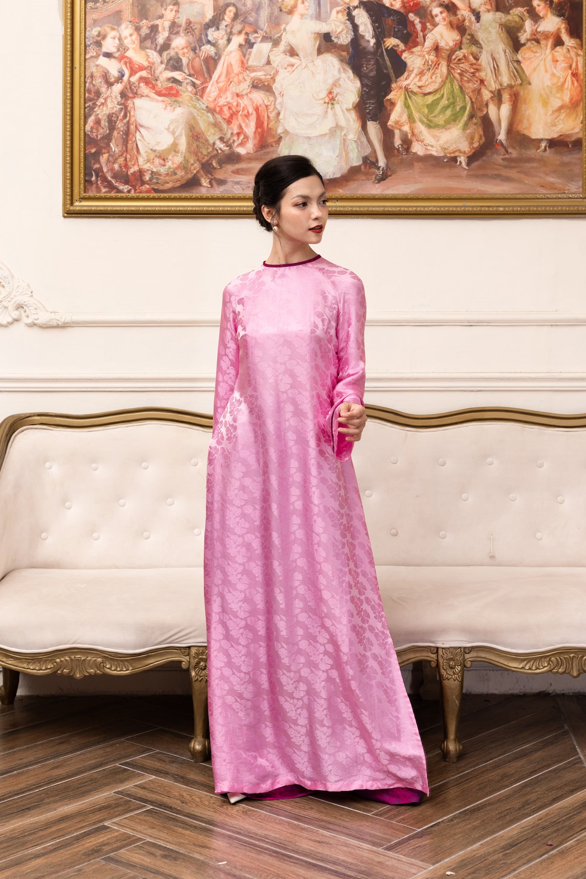 modern silk Vietnamese tunic dress