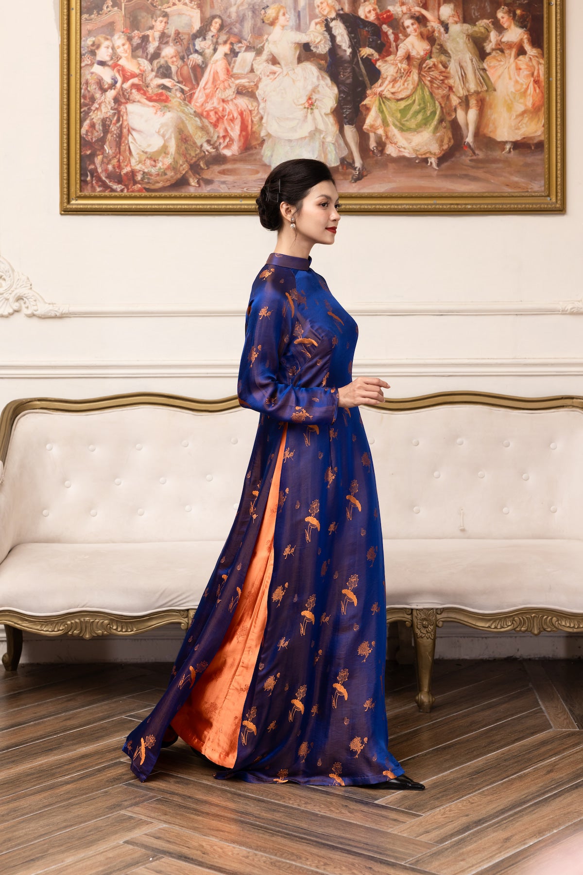 vietnamese blue silk tunic