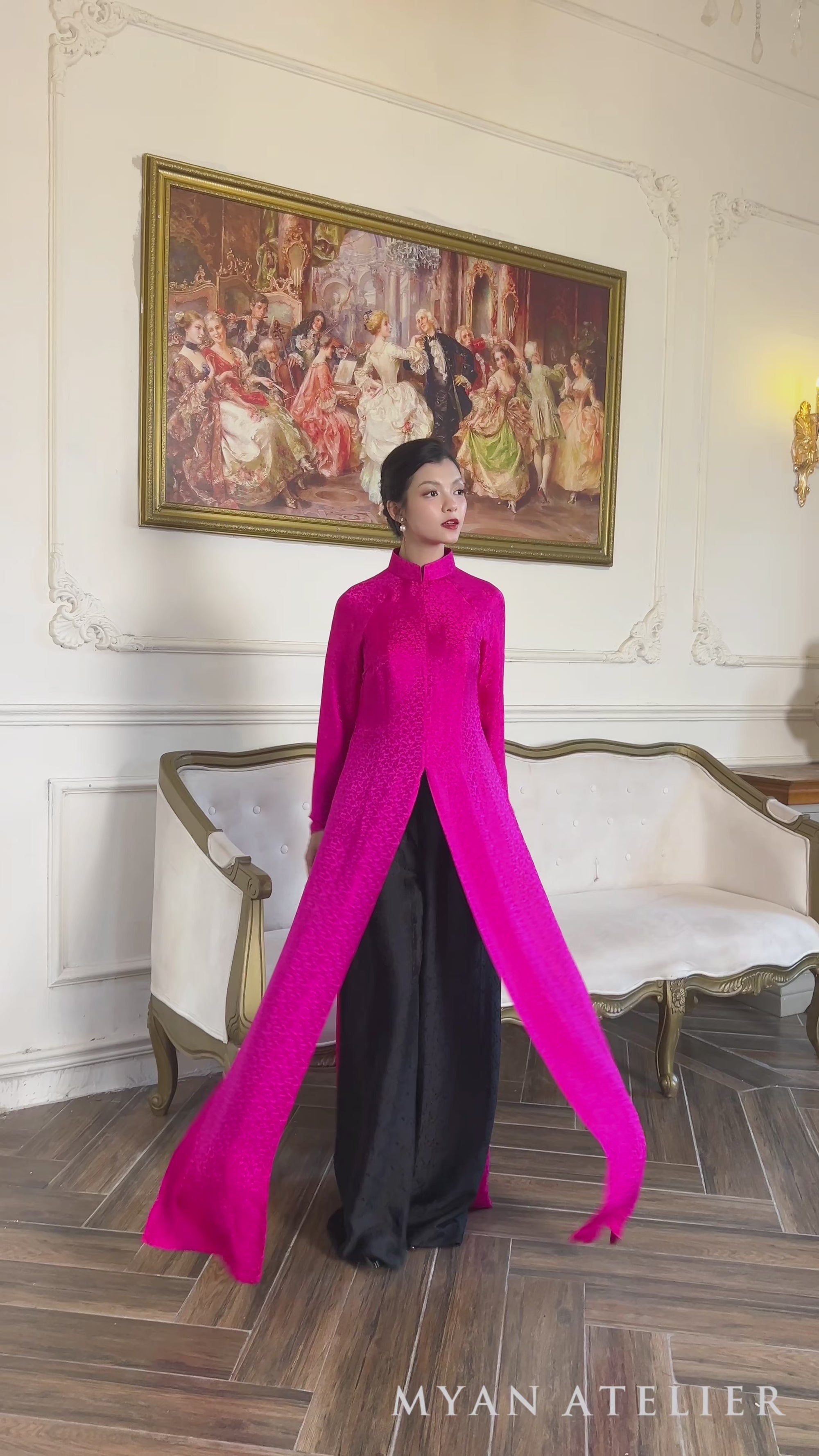 Silk ao dai with slit in the middle
