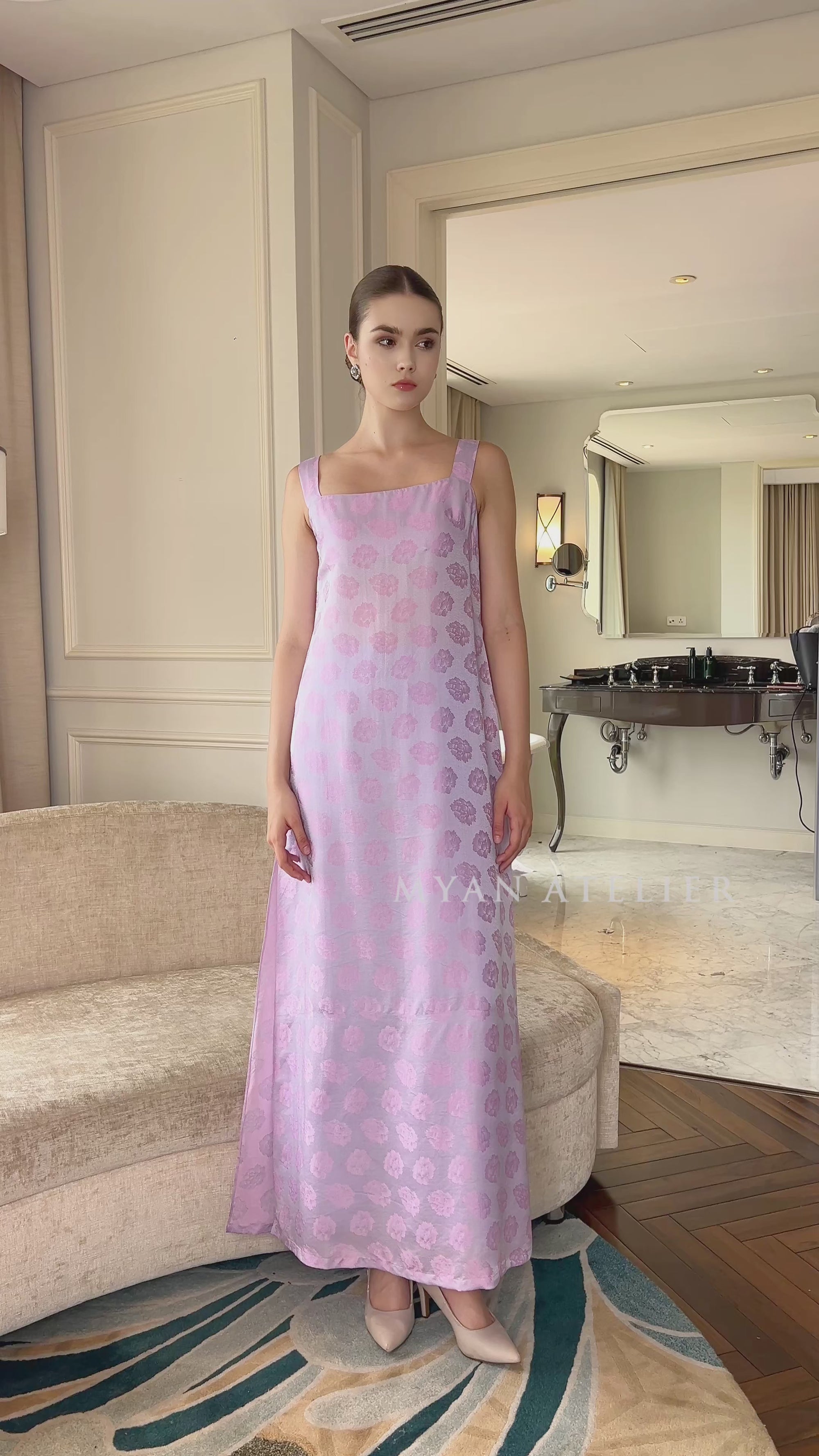 minimalist modern silk Vietnamese dress