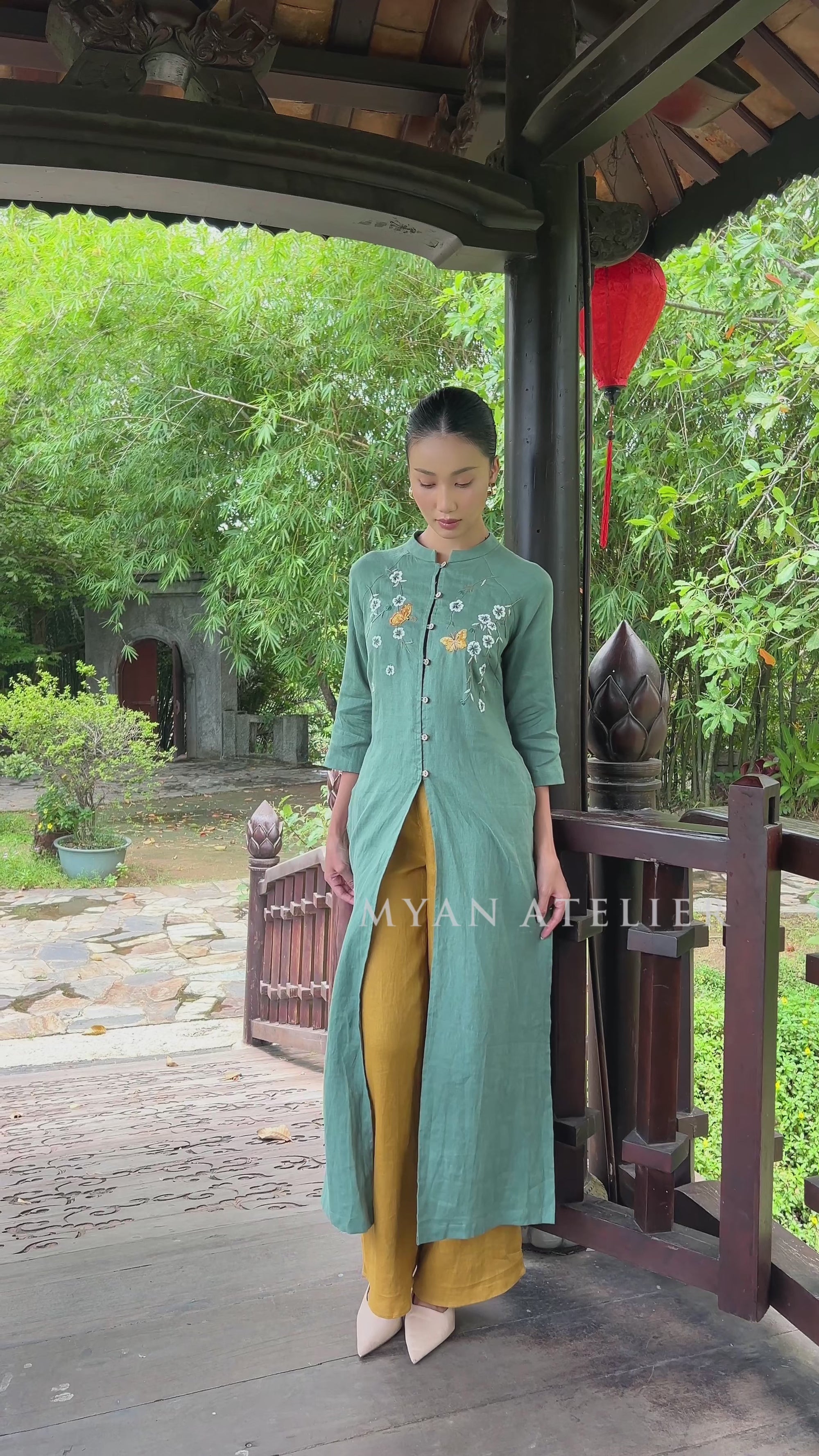 hand embroidered modern ao dai