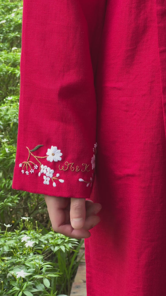 Hand-embroidered men’s wedding ao dai