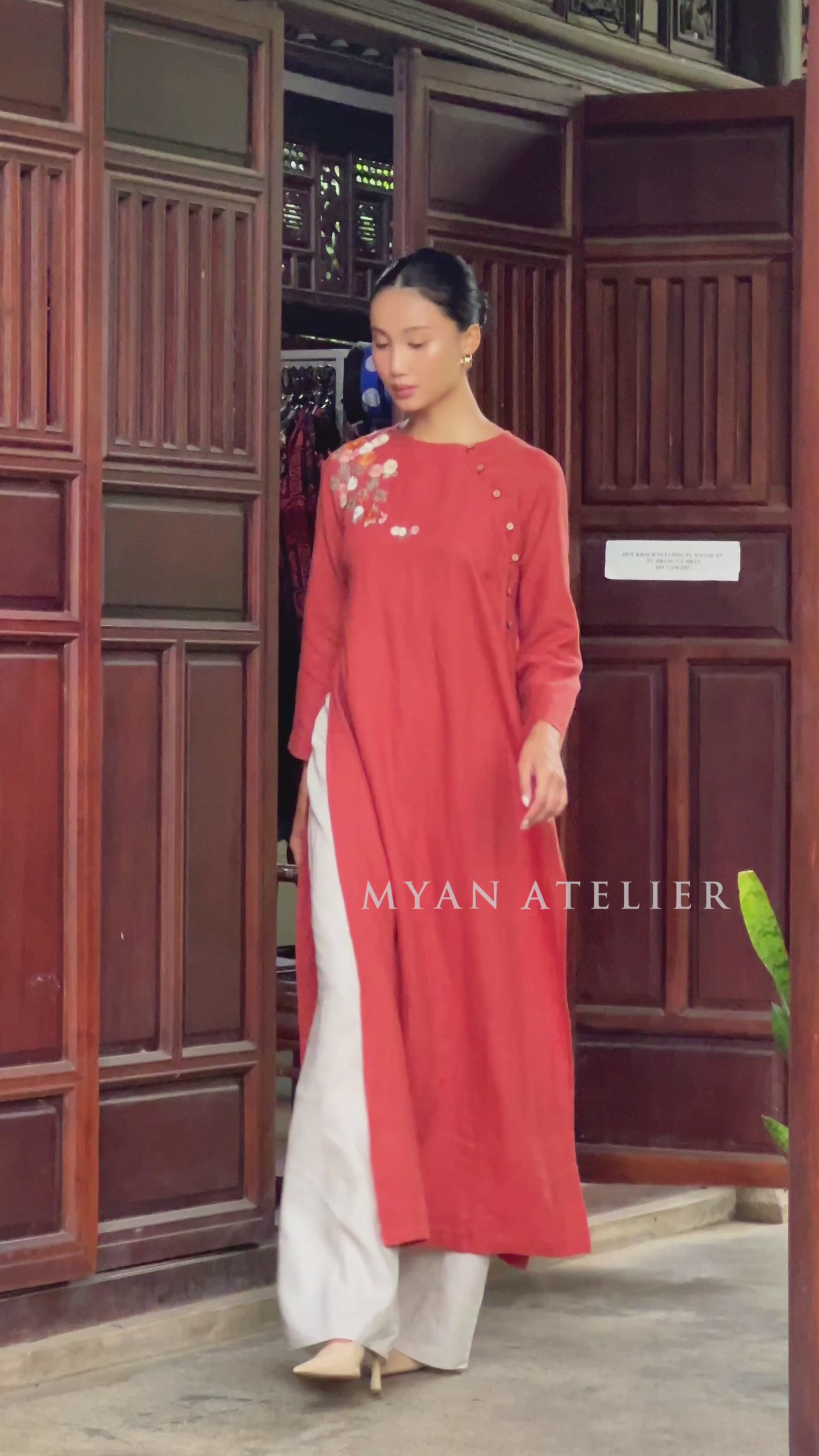 vietnamese linen embroidered dress