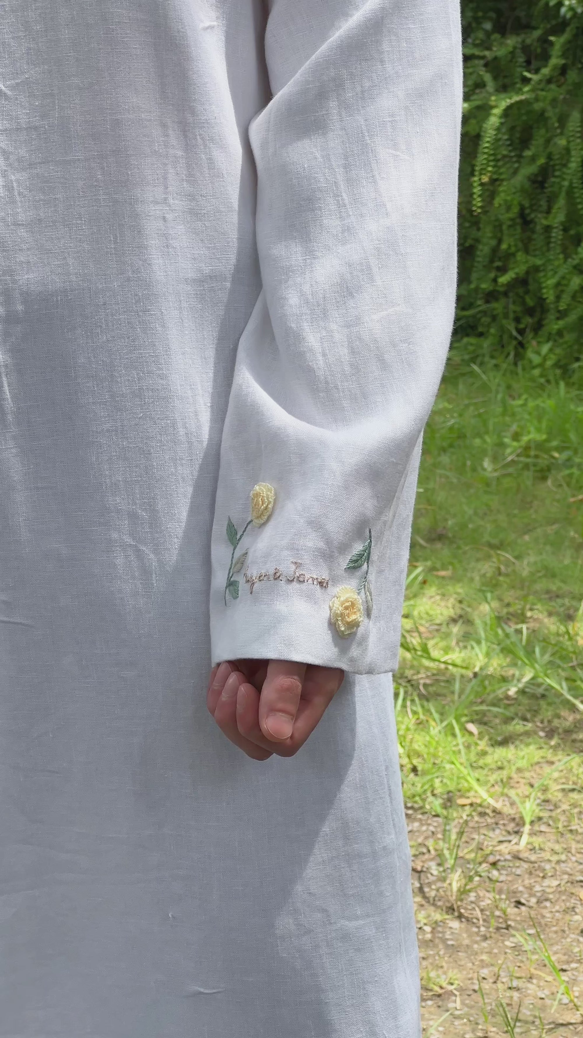 White linen ao dai for men