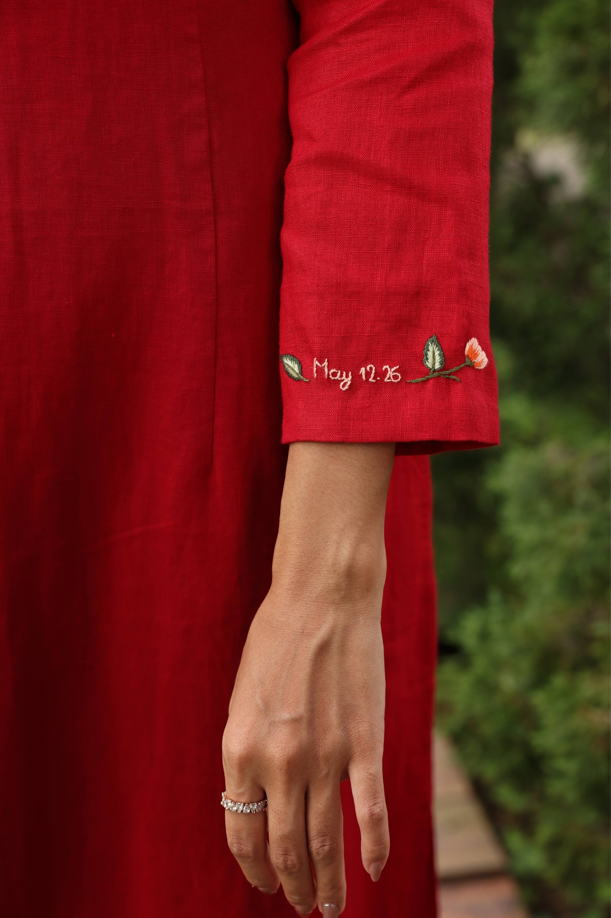 Red bridal Vietnamese linen ao dai