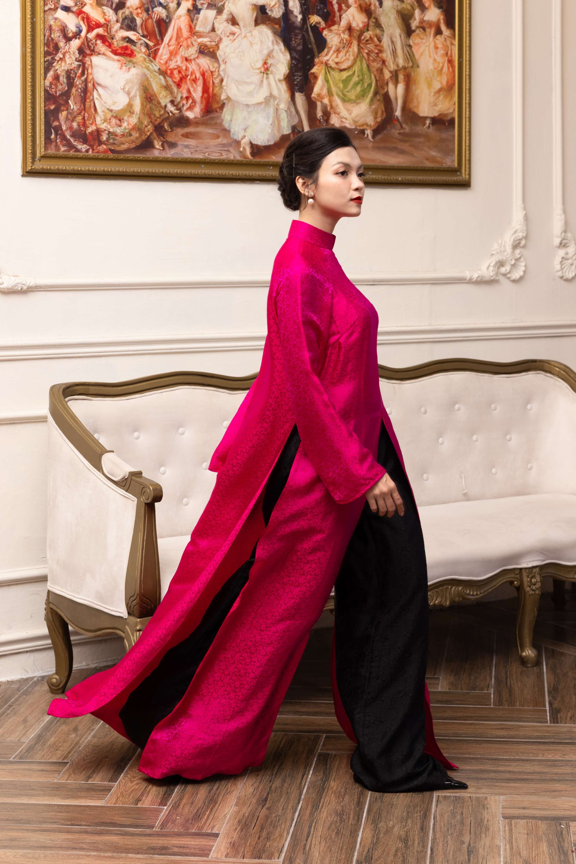 Silk ao dai with slit in the middle