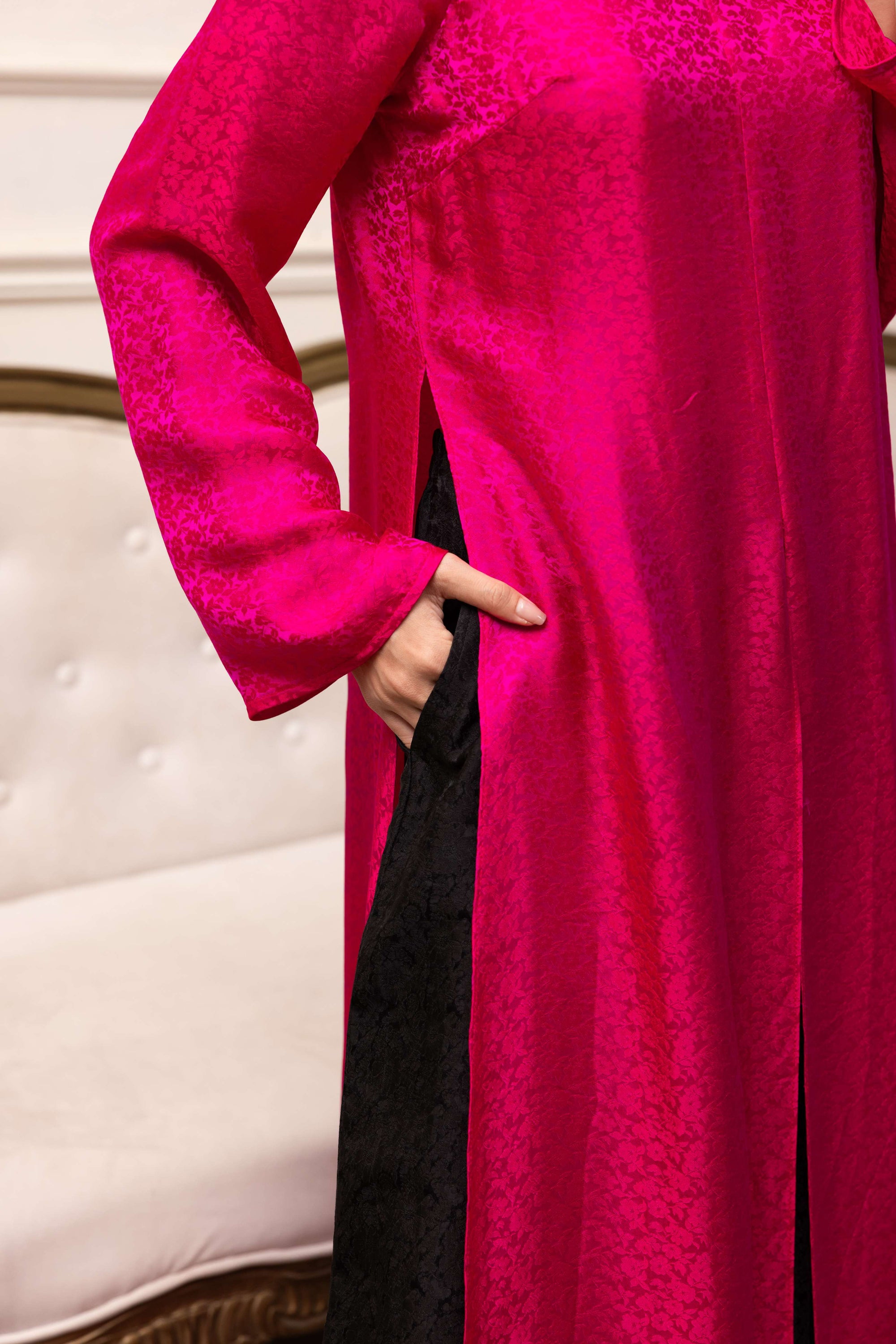 Silk ao dai with slit in the middle