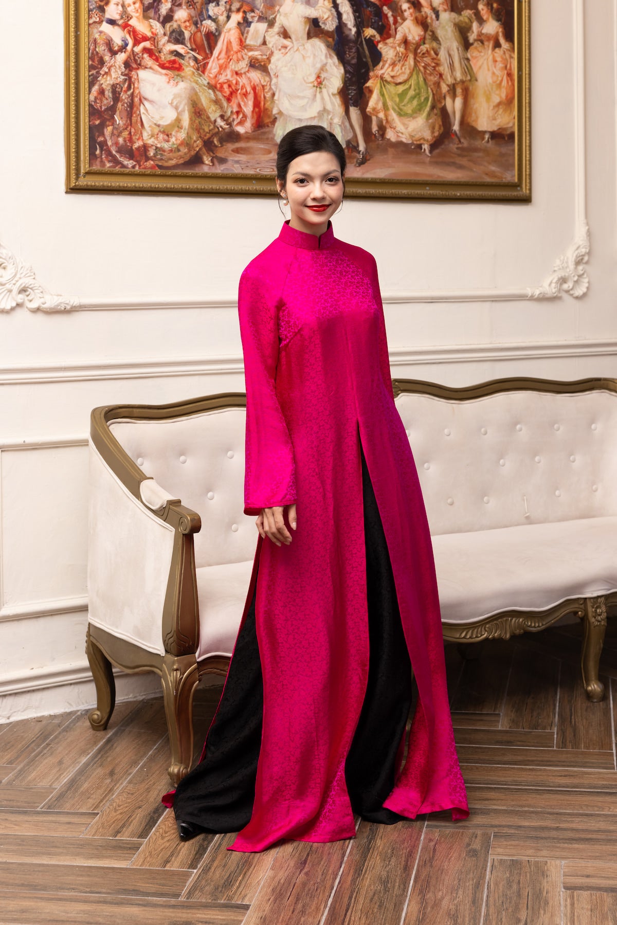 Silk ao dai with slit in the middle
