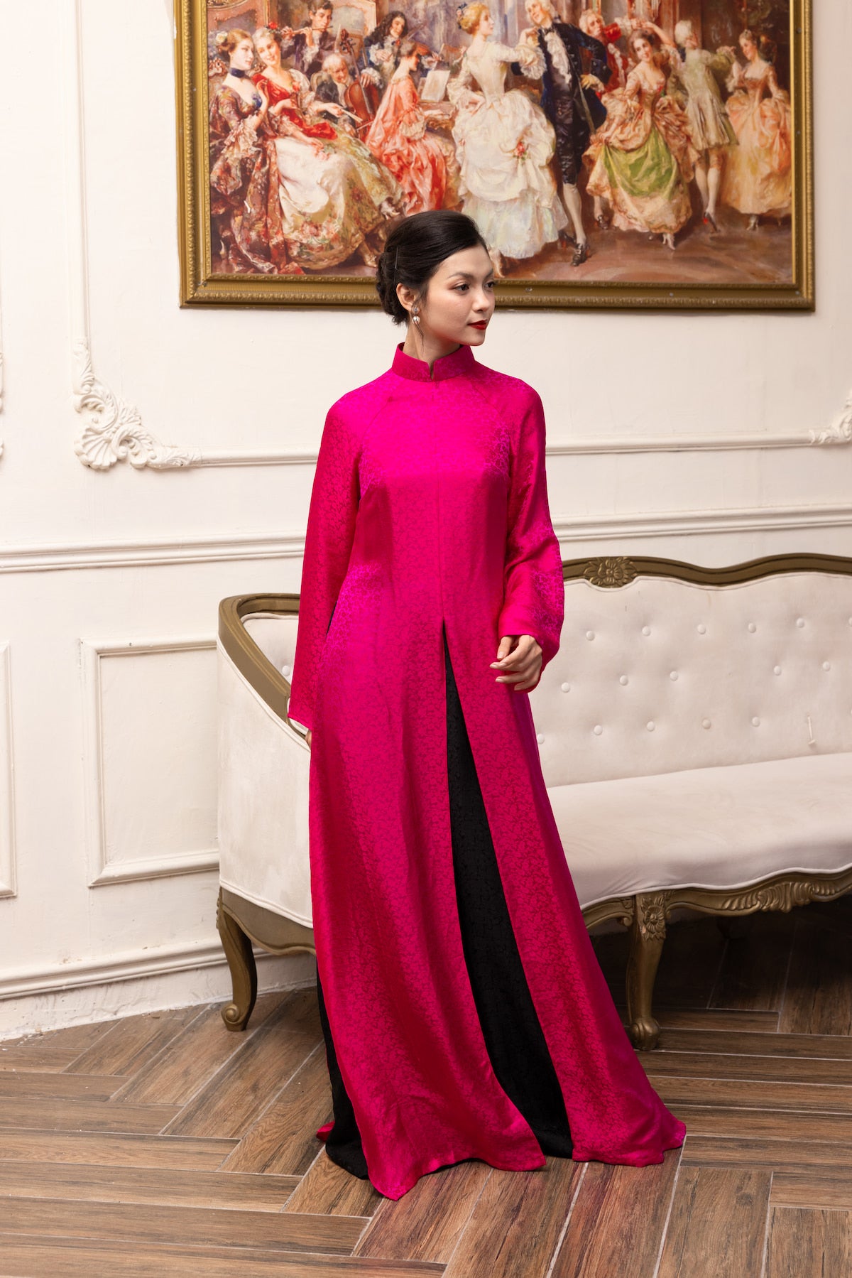 Silk ao dai with slit in the middle