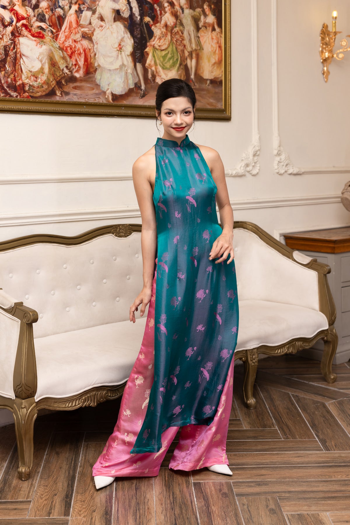 Silk ao dai women with pants