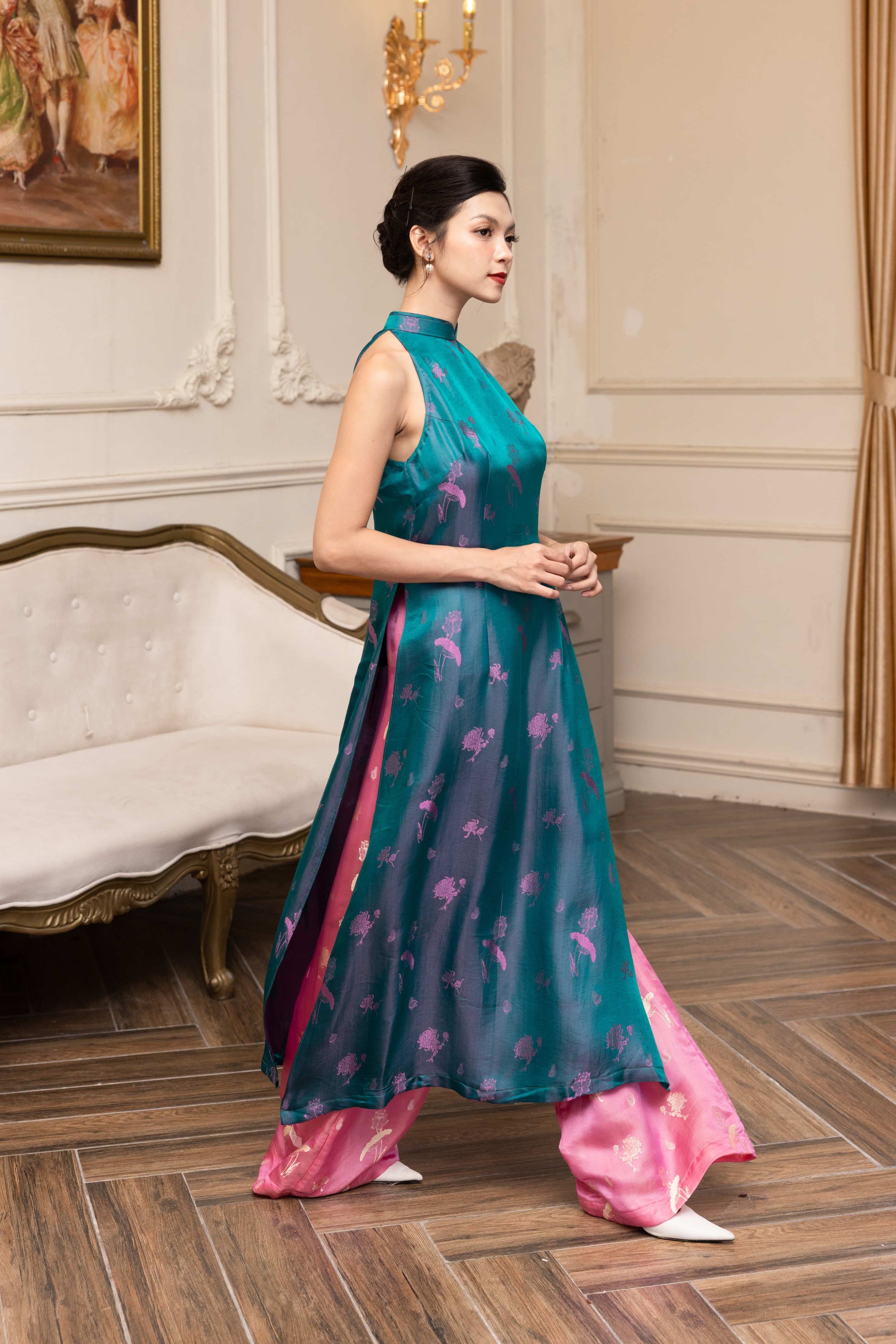 Silk ao dai women with pants