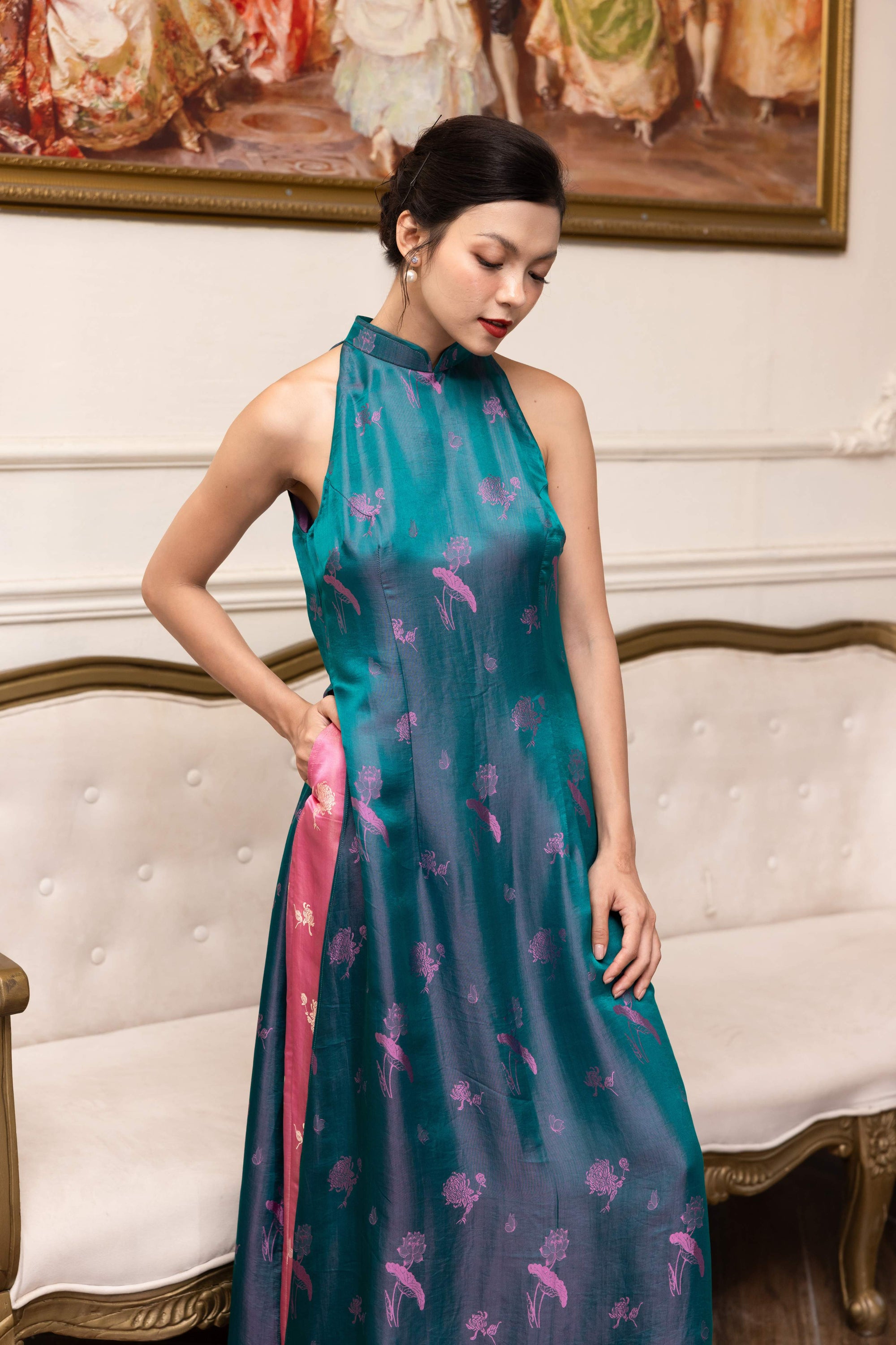 Silk ao dai women with pants
