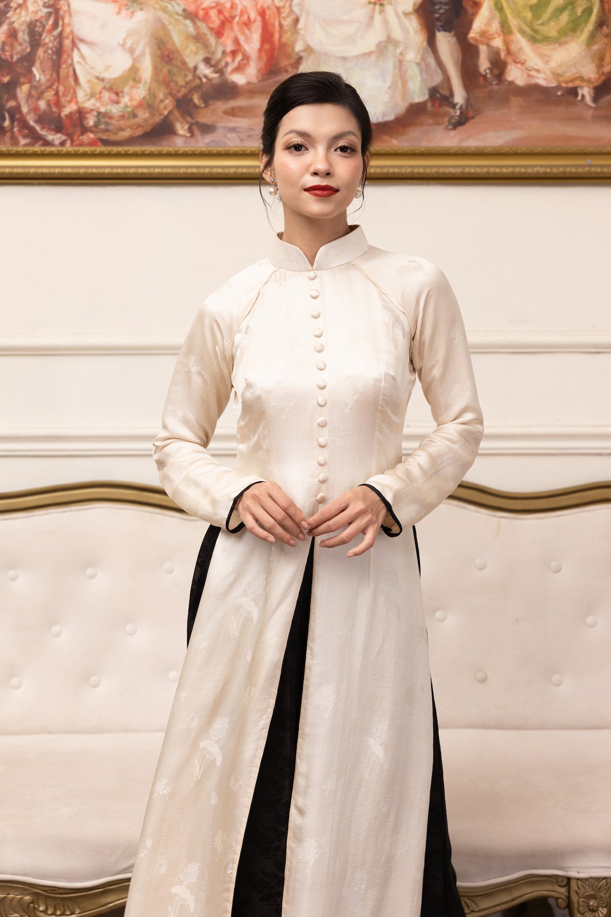 Silk Vietnamese tunic dress