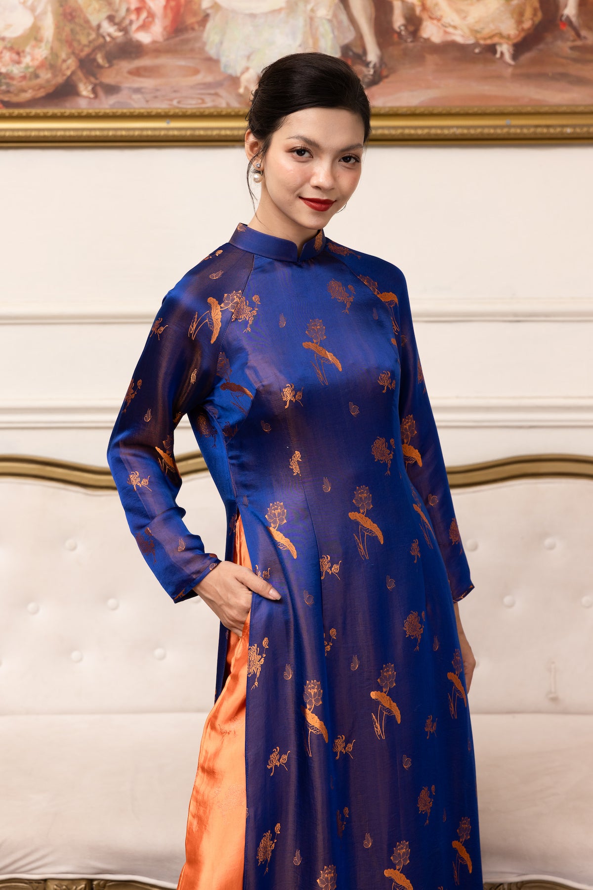 vietnamese blue silk tunic