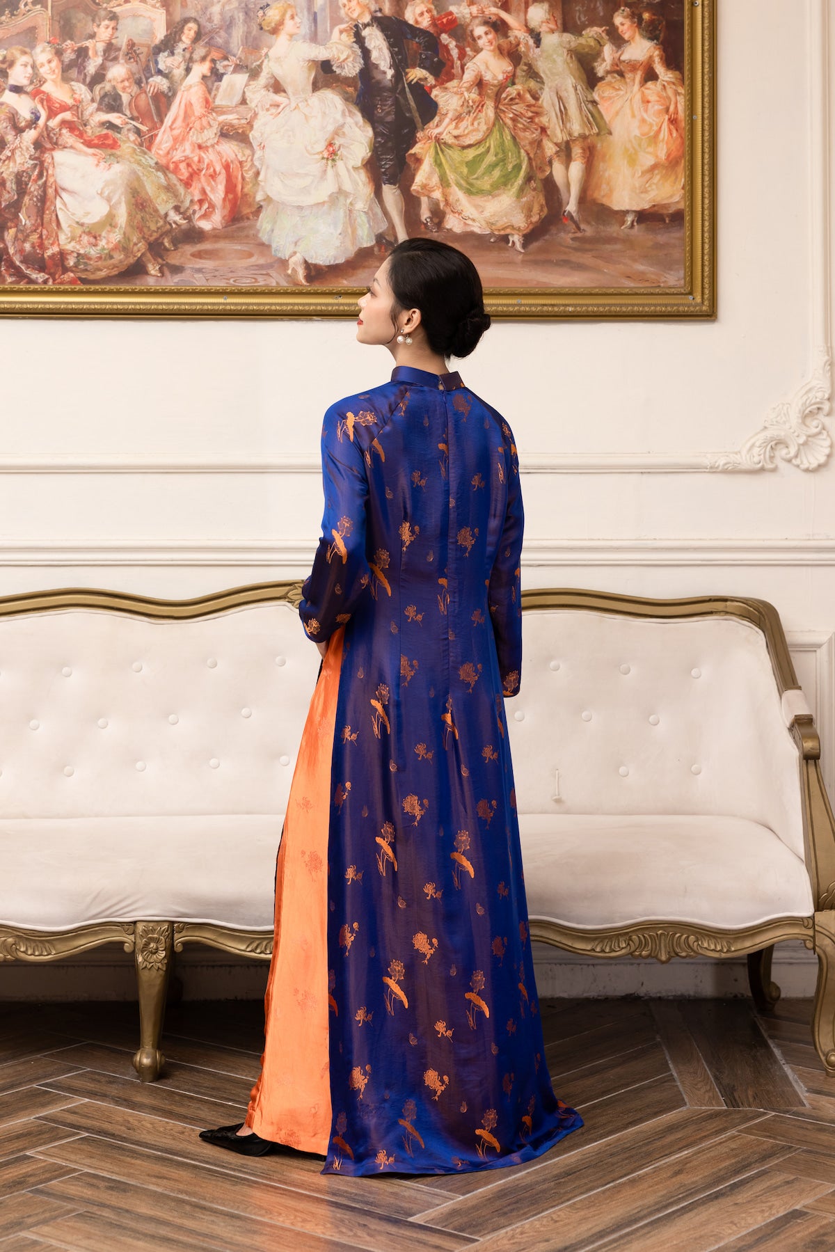 vietnamese blue silk tunic