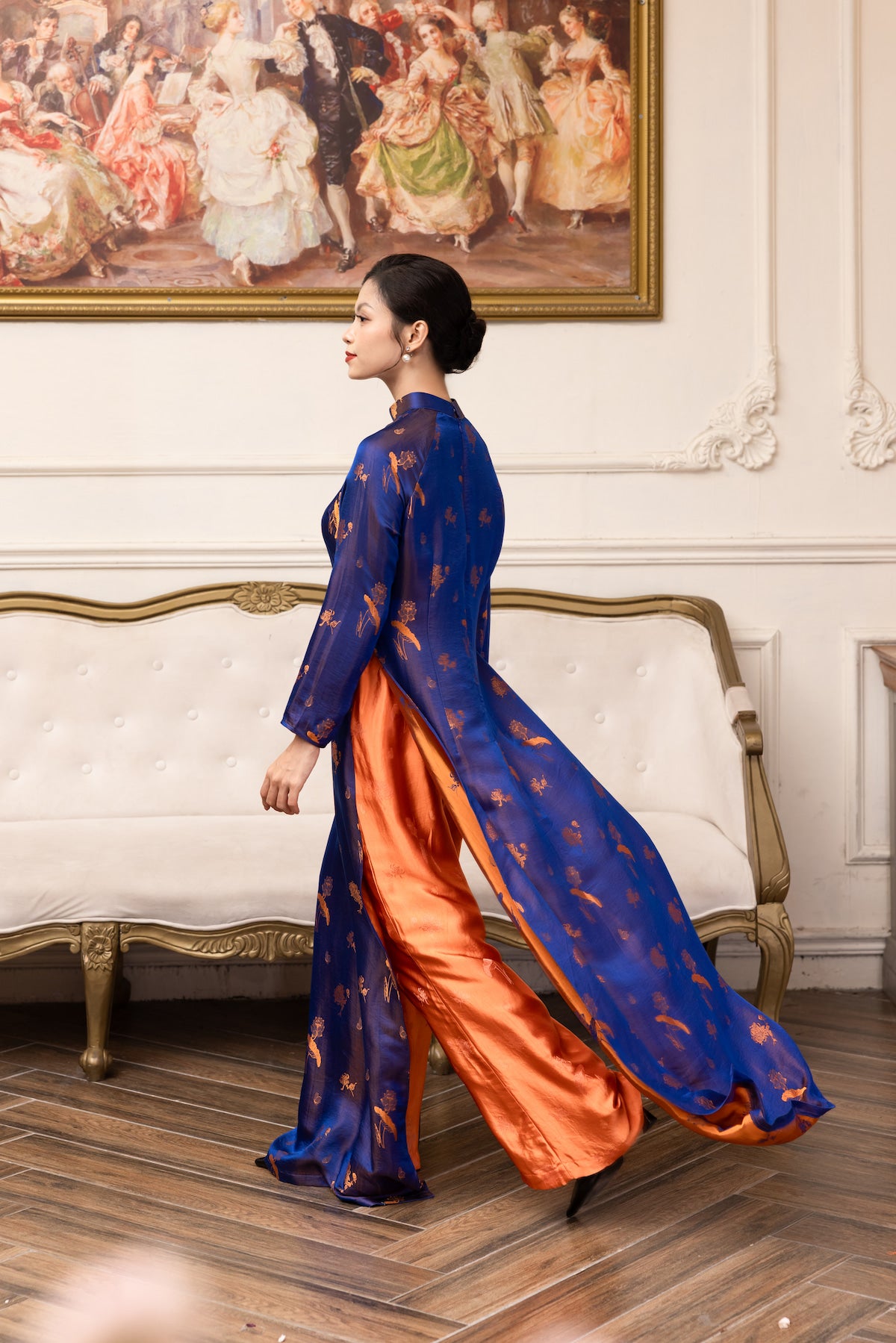 vietnamese blue silk tunic