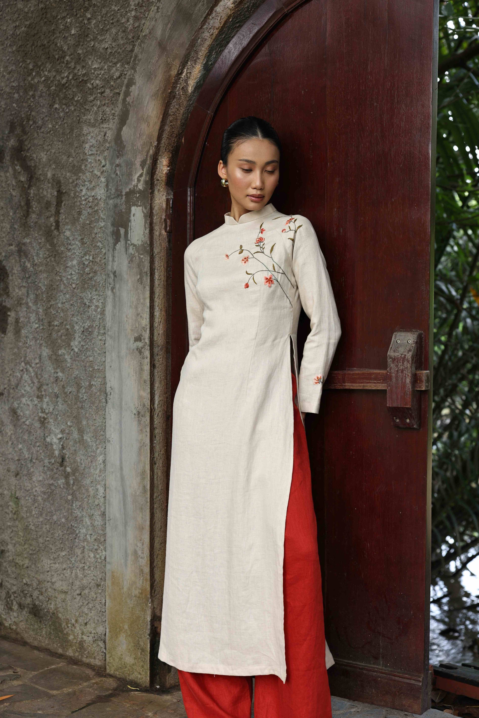 vietnamese linen traditional wedding dress