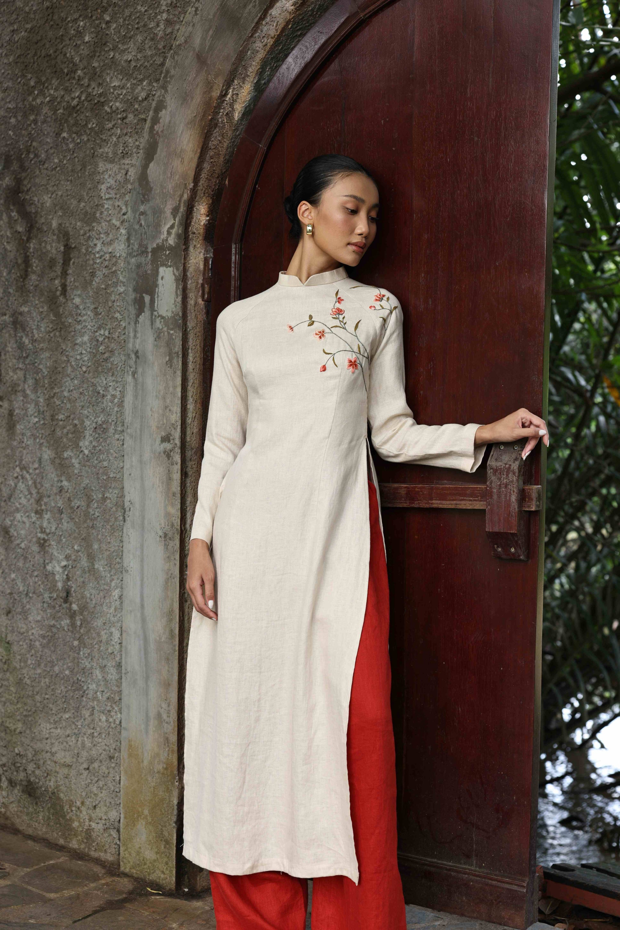 vietnamese linen traditional wedding dress