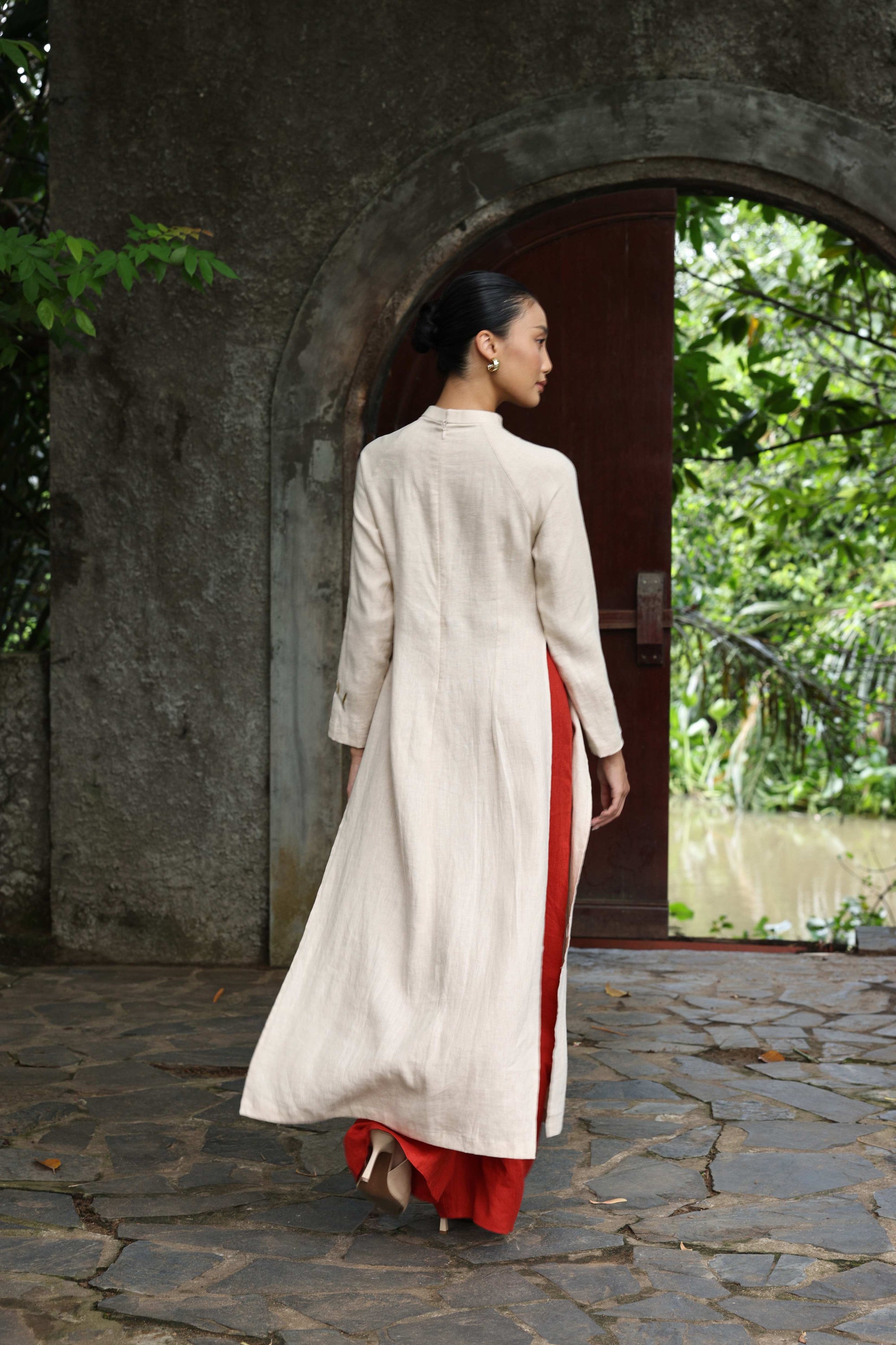 vietnamese linen traditional wedding dress