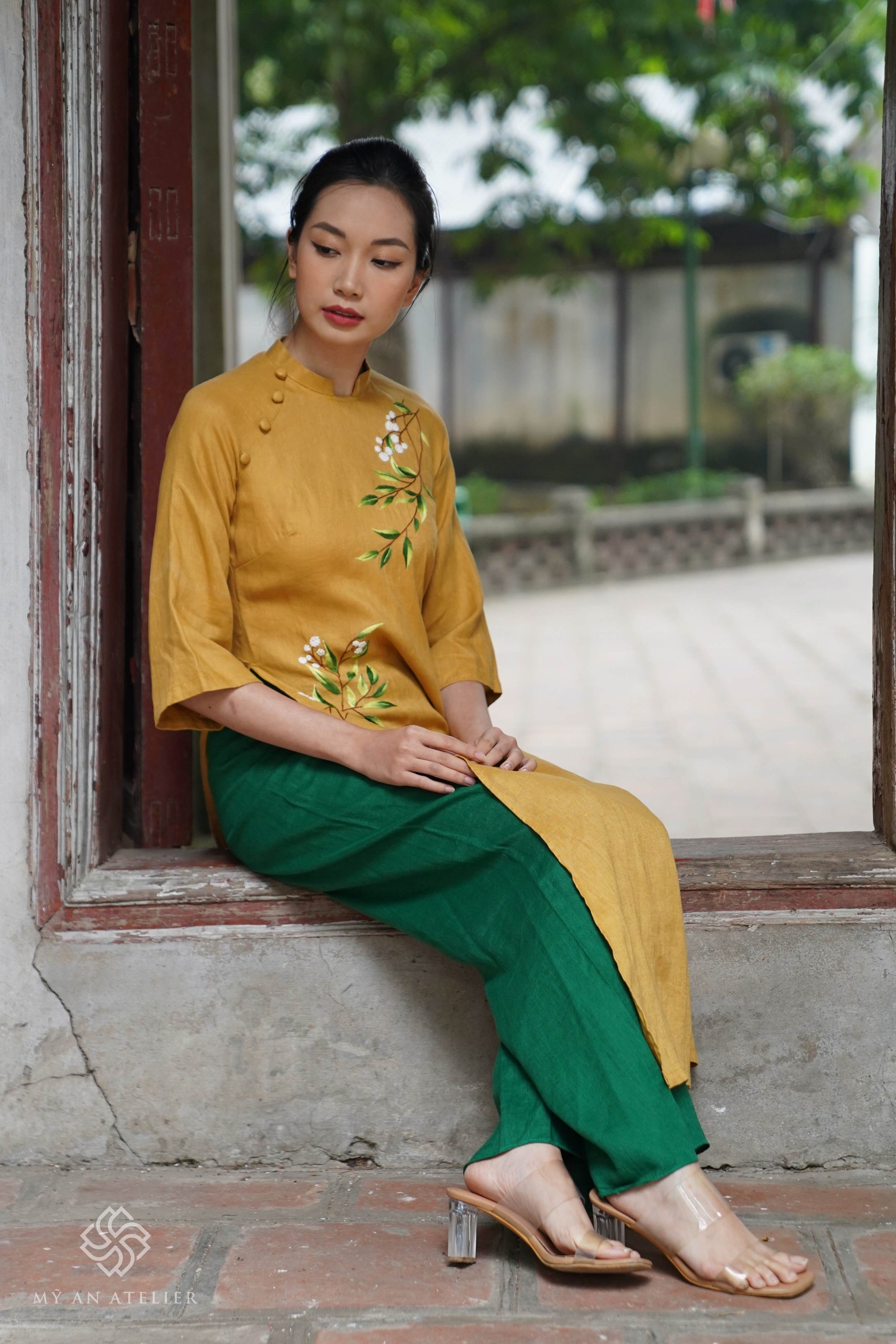 Linen Vietnamese new year dress