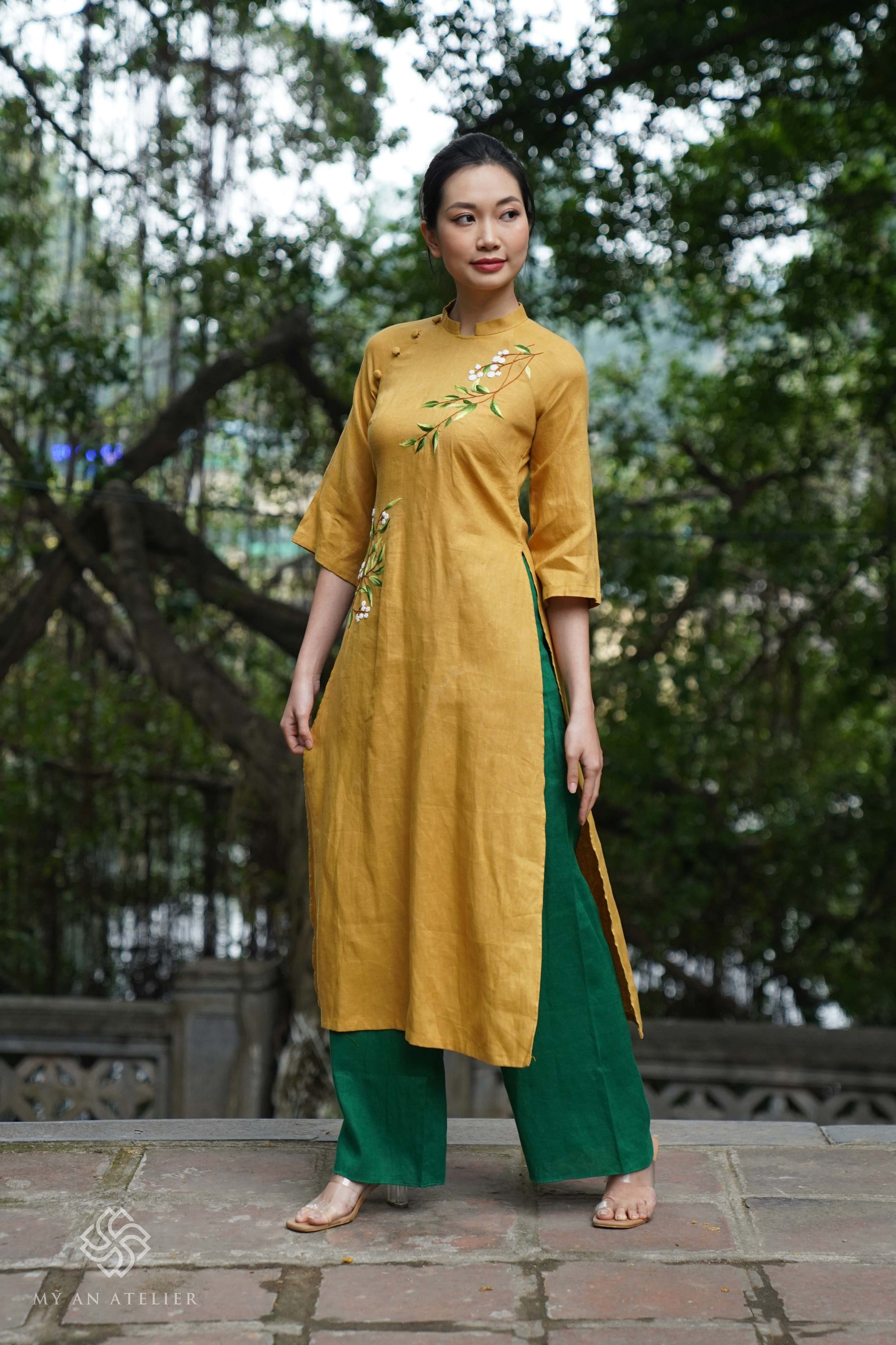 Linen Vietnamese new year dress