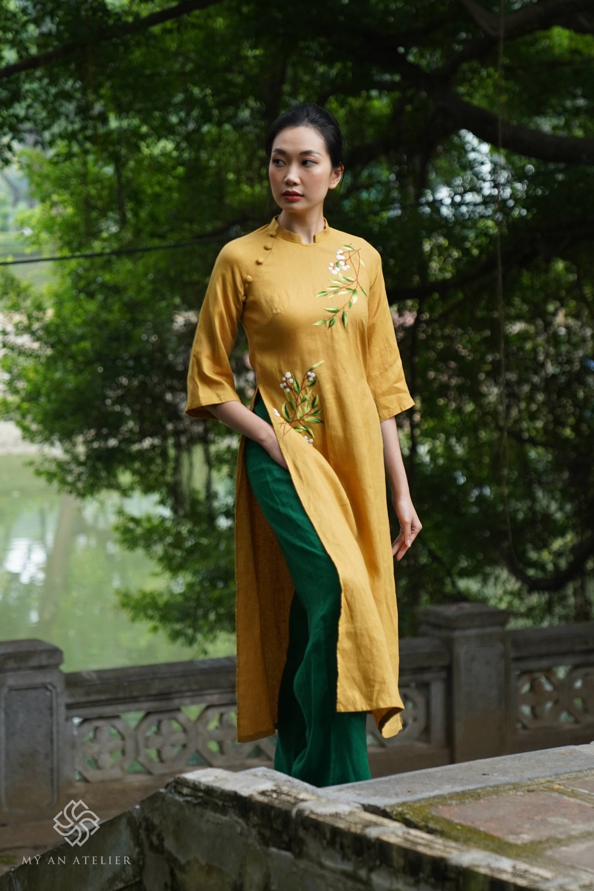 Linen Vietnamese new year dress