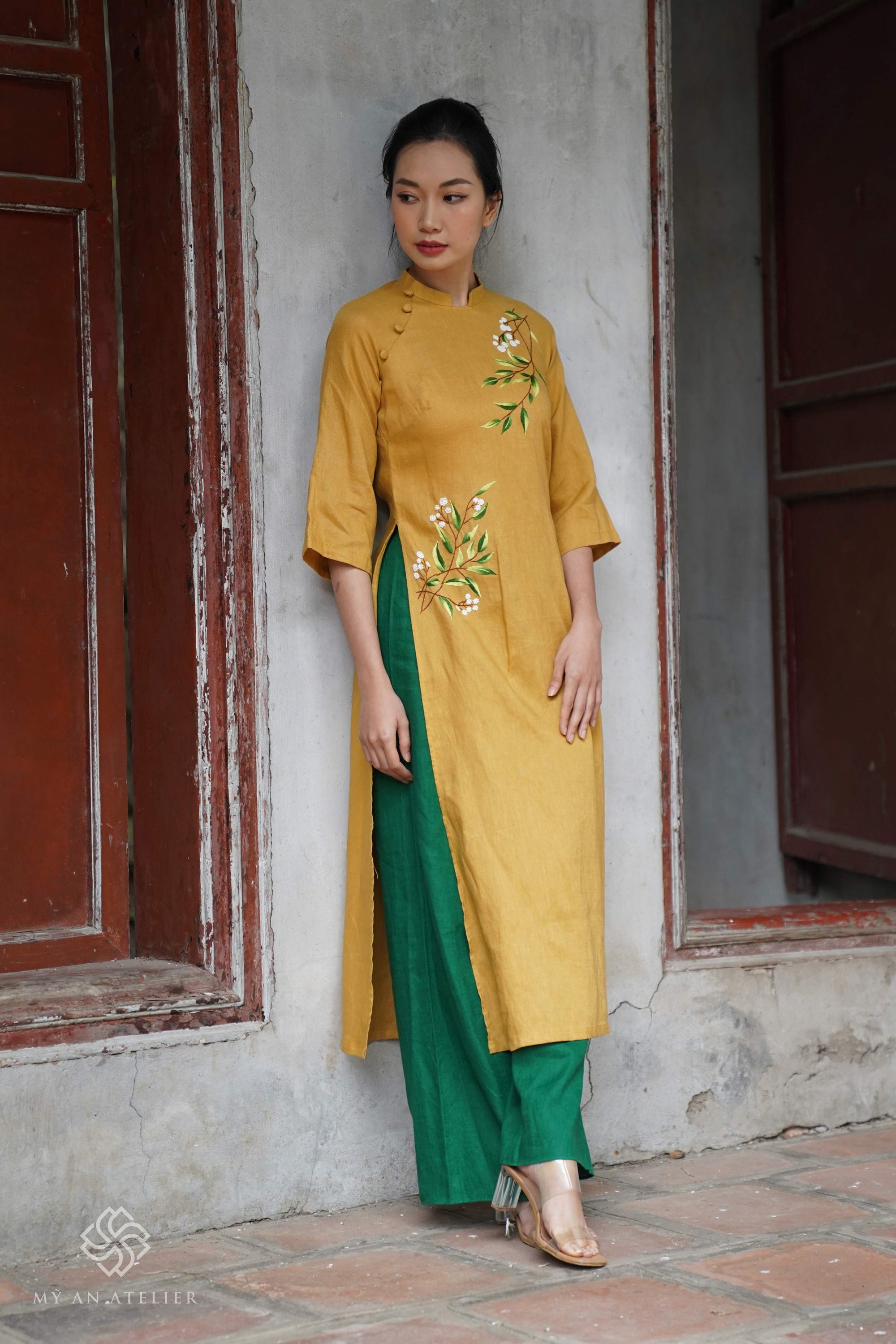 Linen Vietnamese new year dress