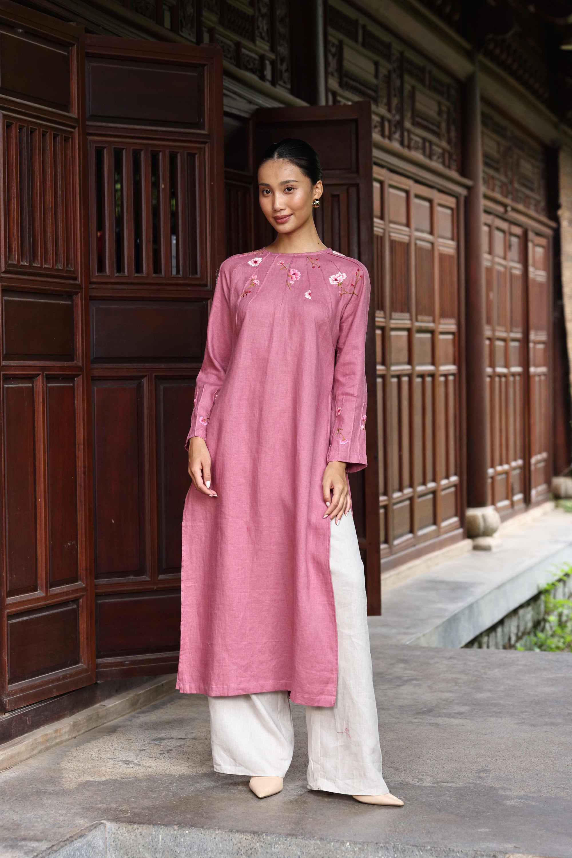 wedding guest embroidered ao dai