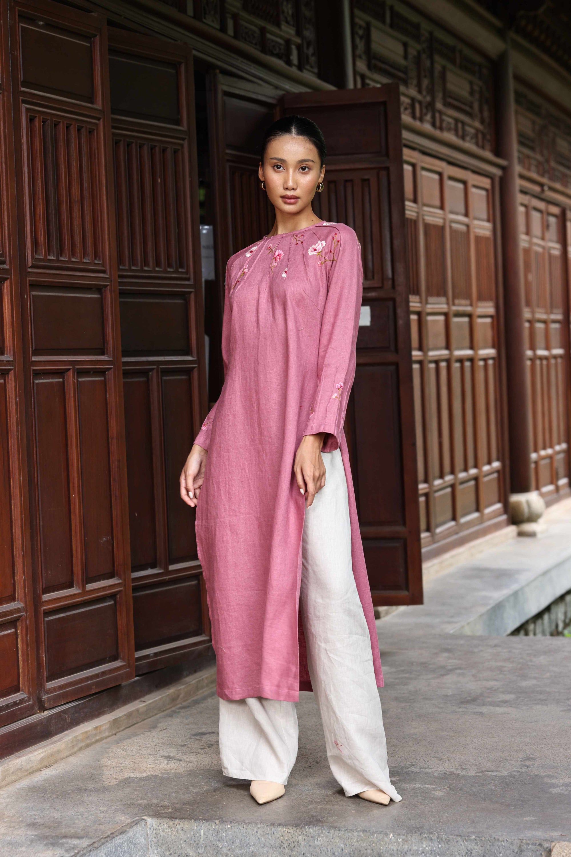 wedding guest embroidered ao dai