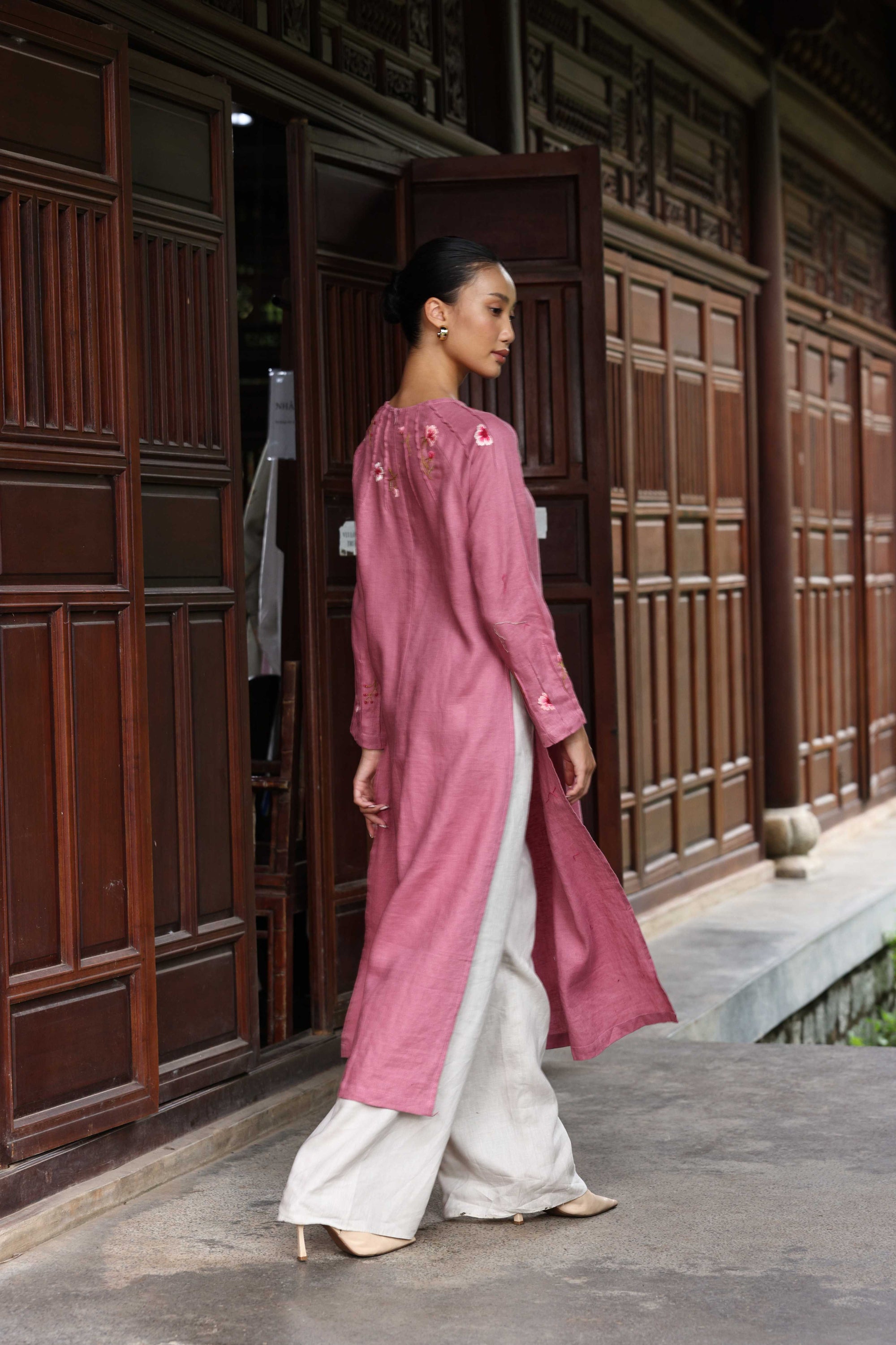 wedding guest embroidered ao dai