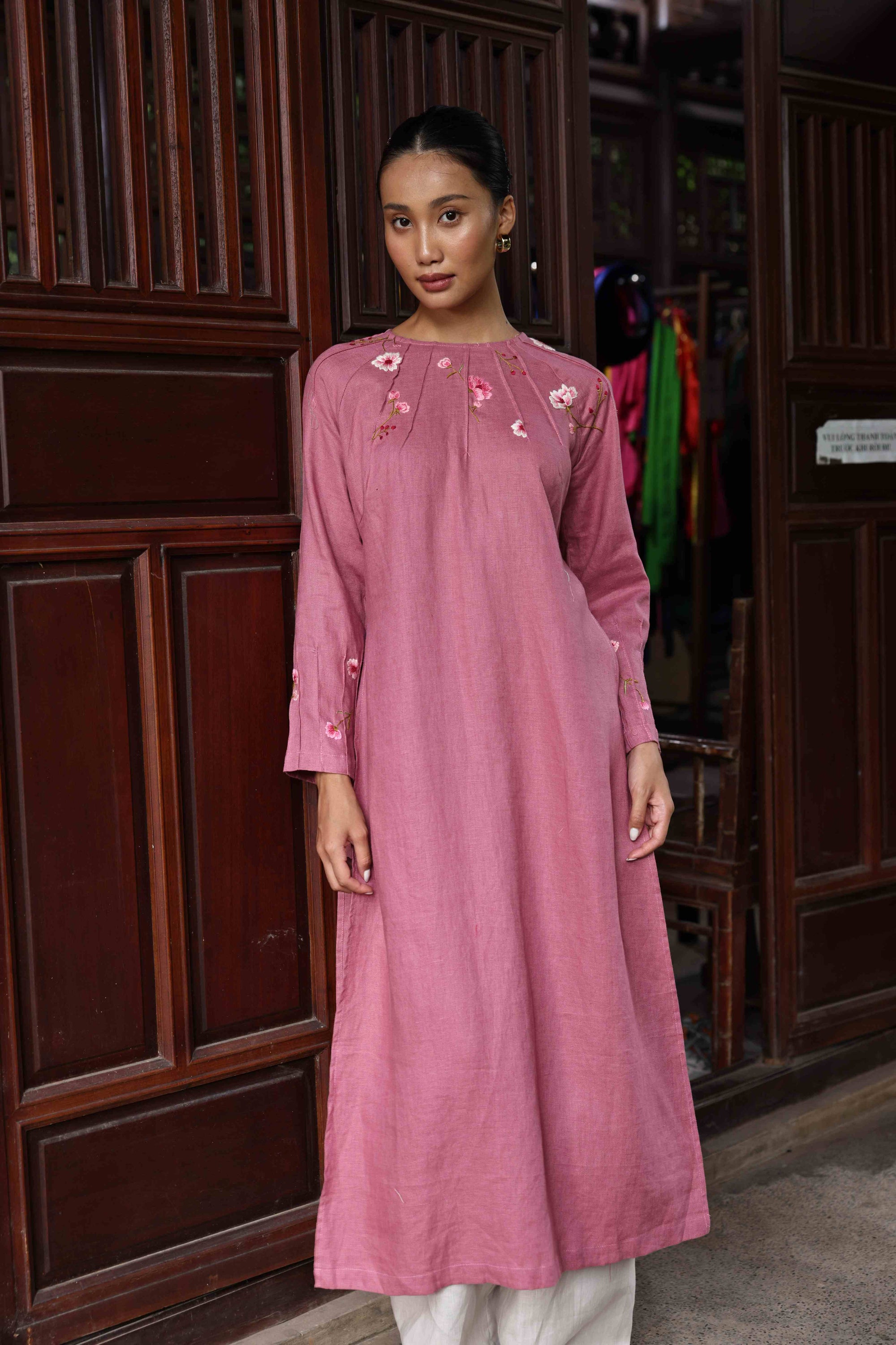 wedding guest embroidered ao dai