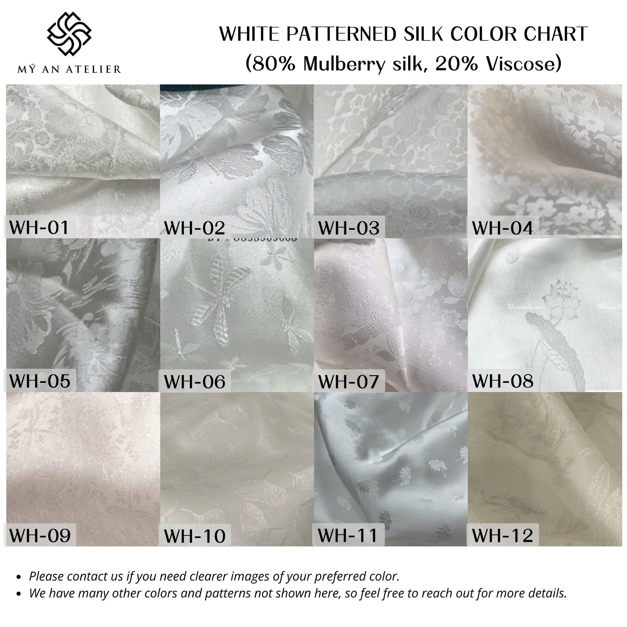 White patterned mulberry silk