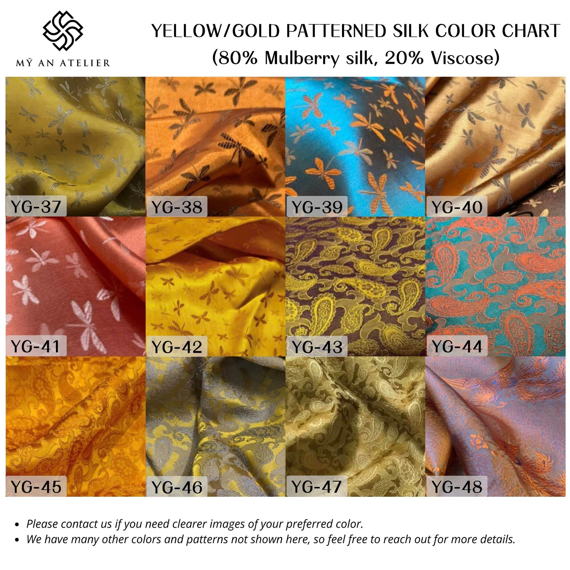 Yellow patterned mulberry silk